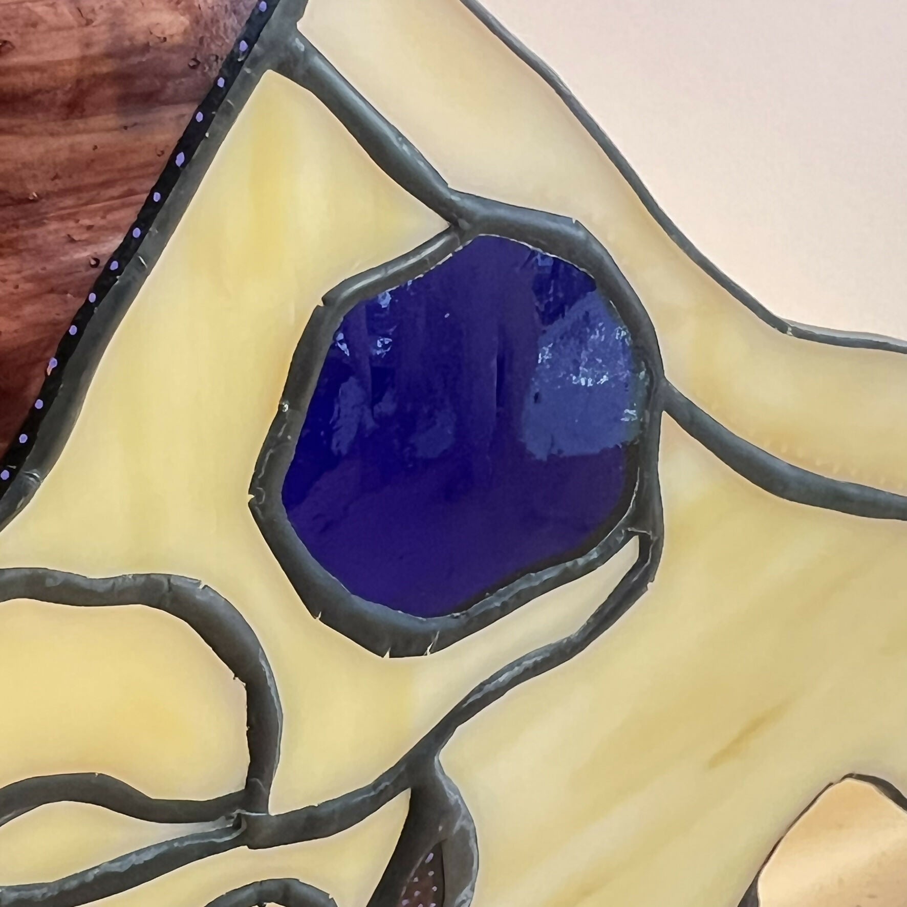 Stained Glass Sheep Skull with Purple Horn