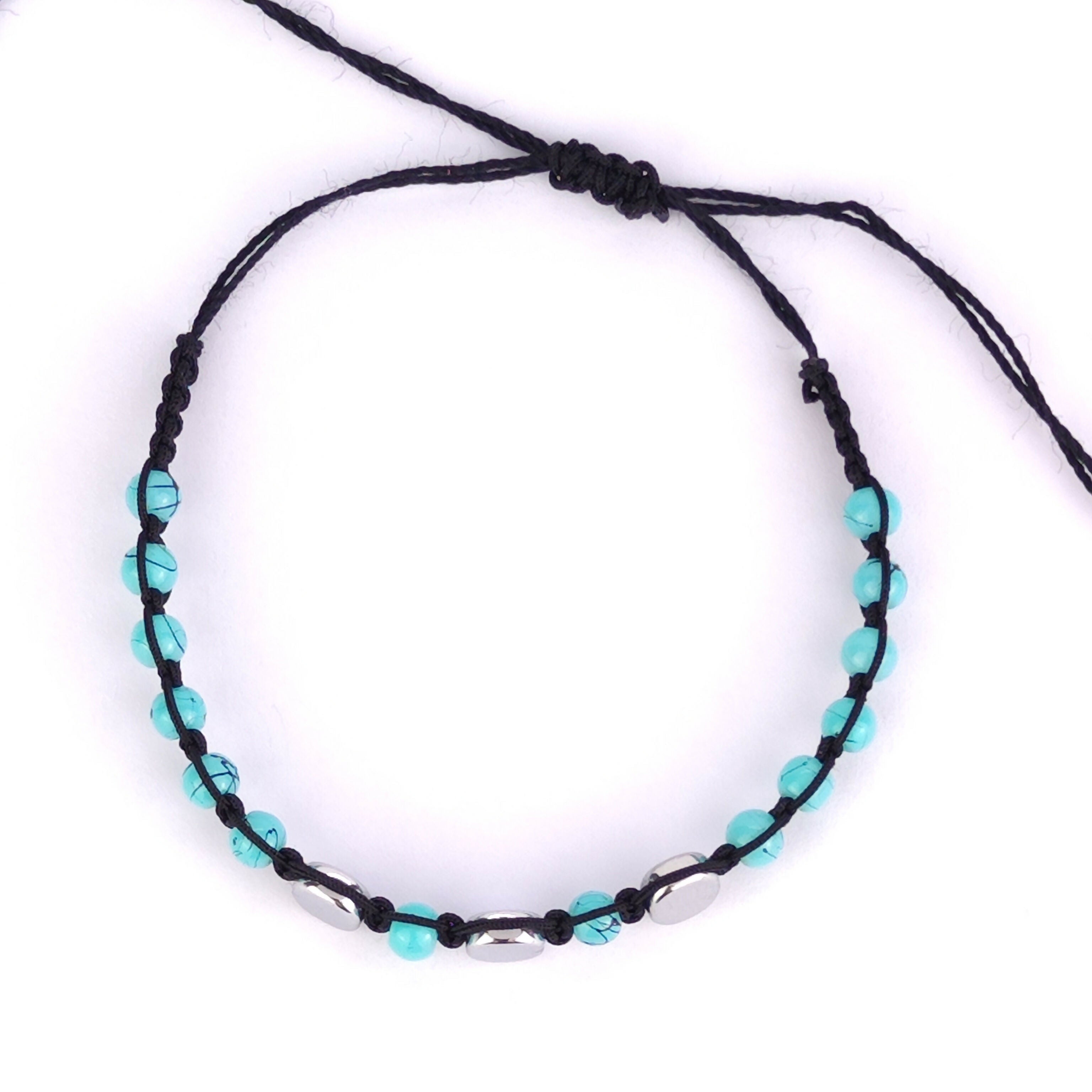 Macrame Gemstone Bracelet - Turquoise Beads