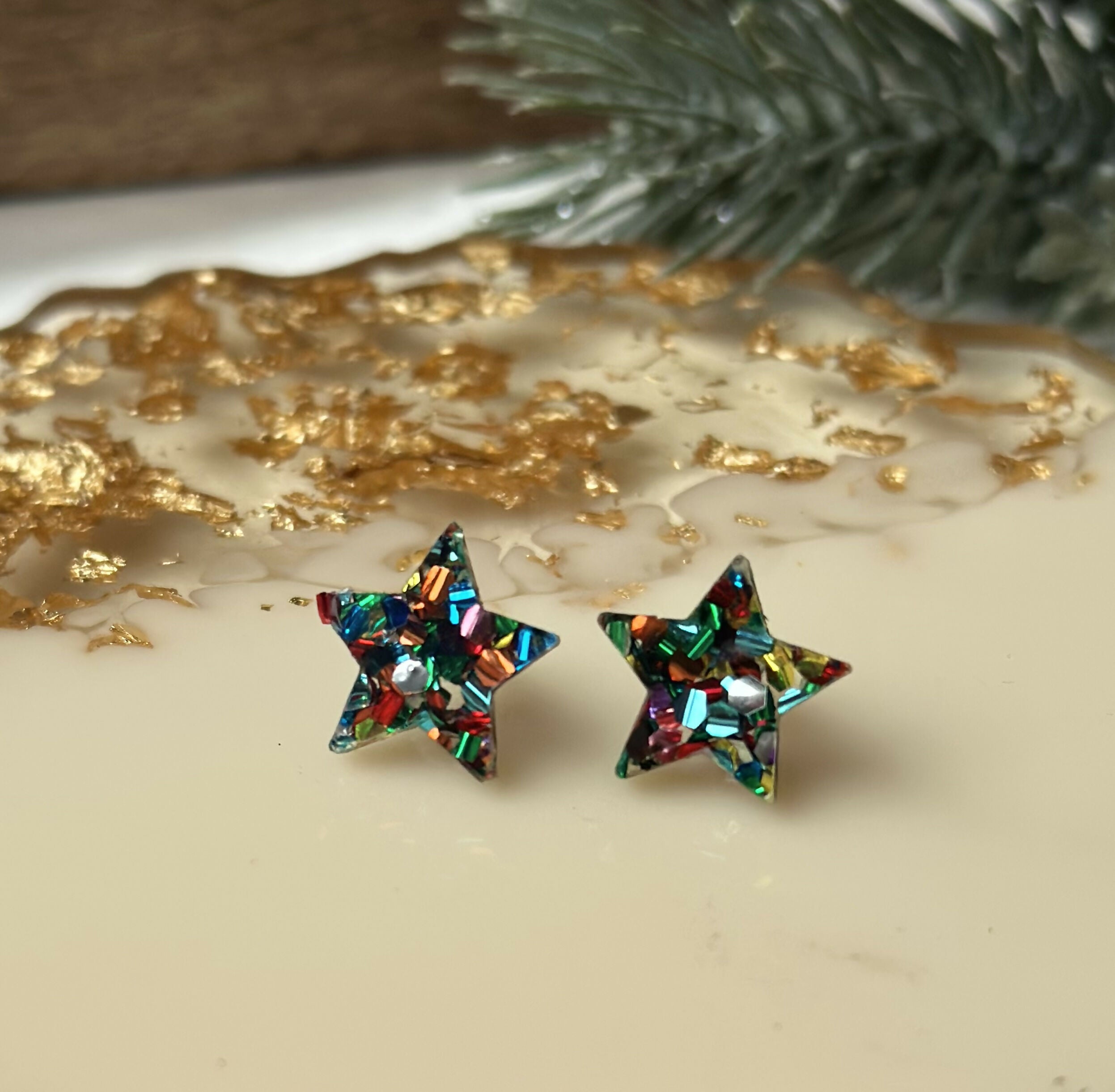 CELESTIAL, GLiTTERY, MOON AND STAR STUDS