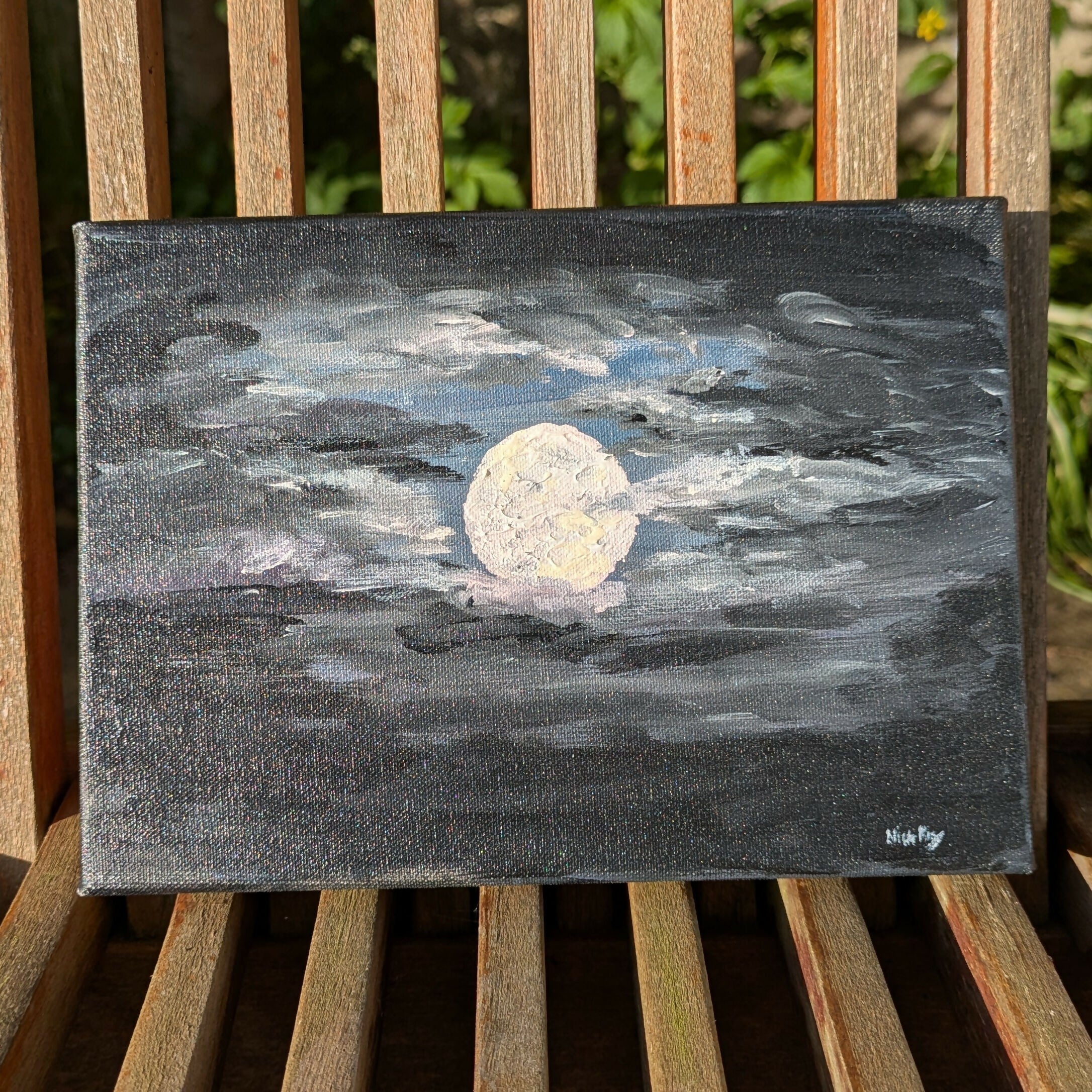 Original Acrylic Painting Of The Moon