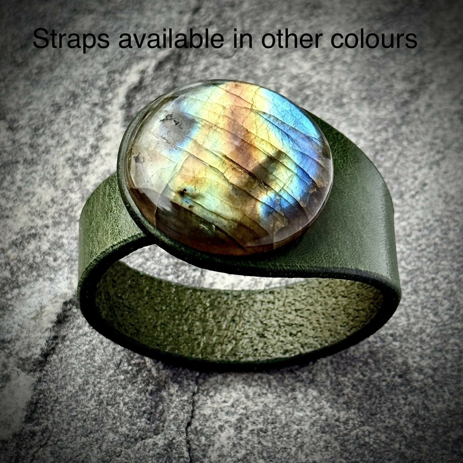 Handcrafted Natural Leather & Labradorite Gemstone Bracelet - Size S or M