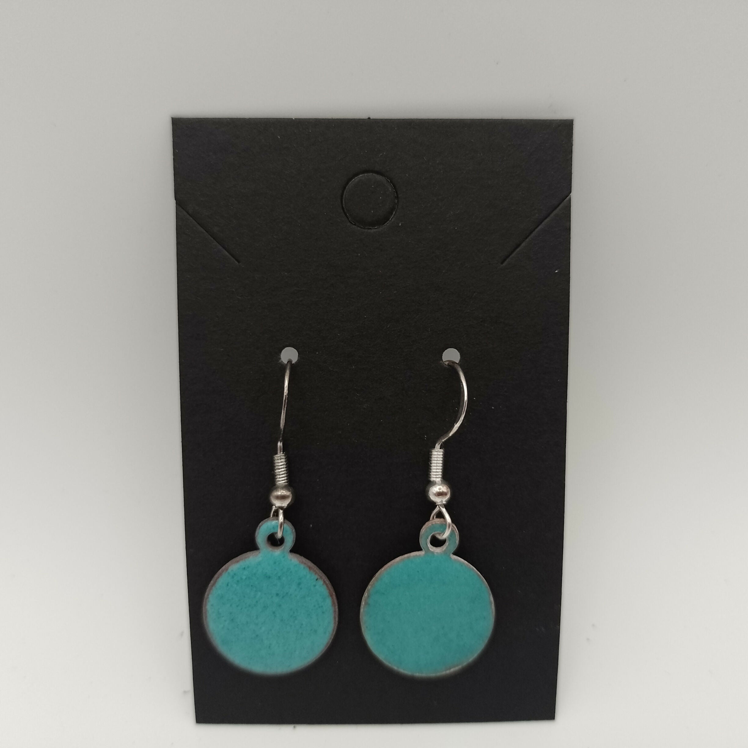 Blue Circle Enamel Earrings
