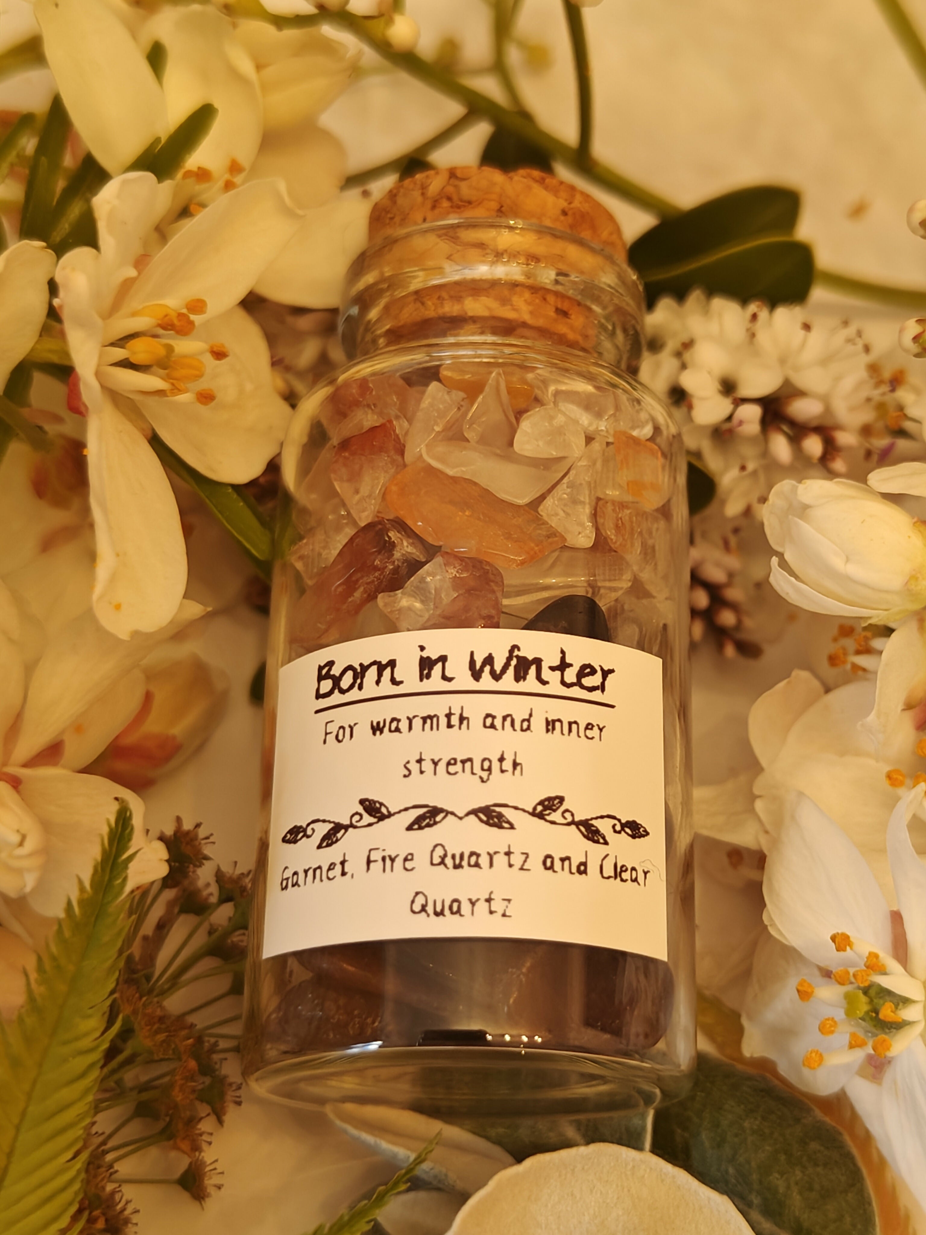 Born in Winter Crystal Intention Jar