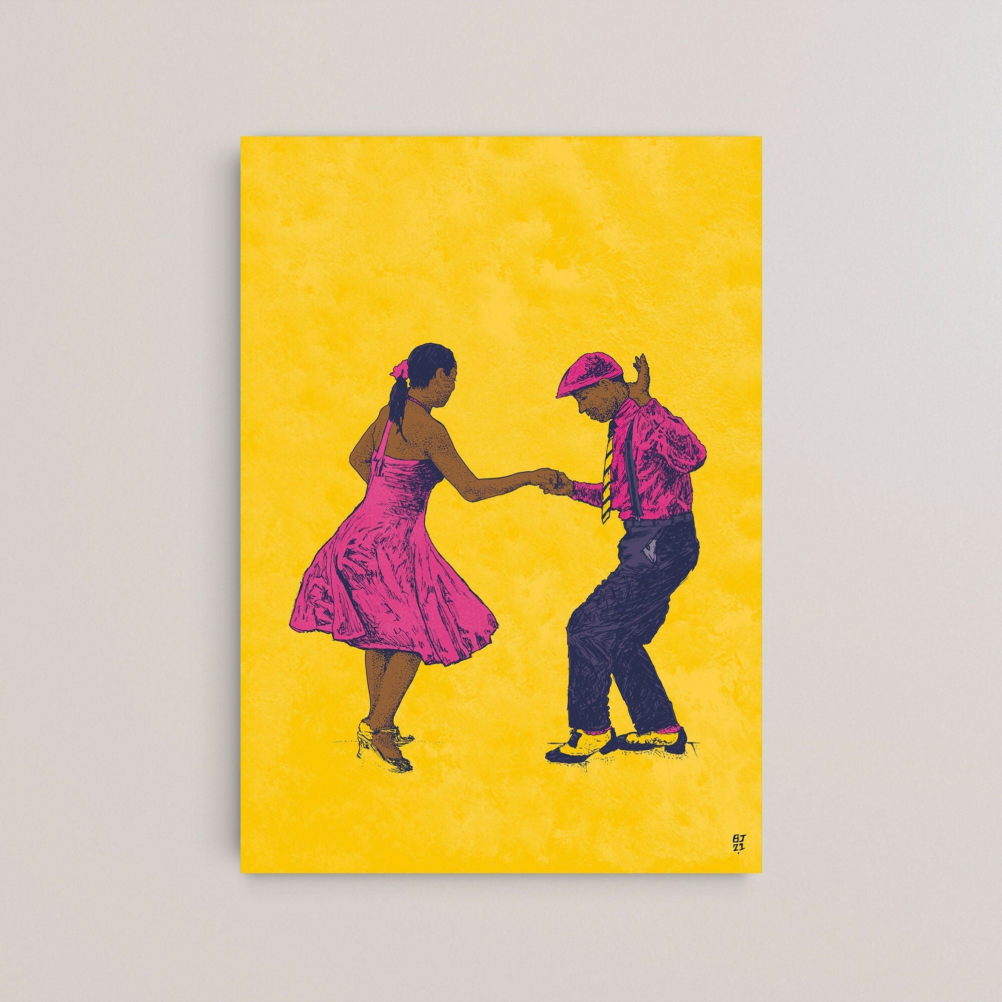 Dancers Art Print – Retro Dance Illustration