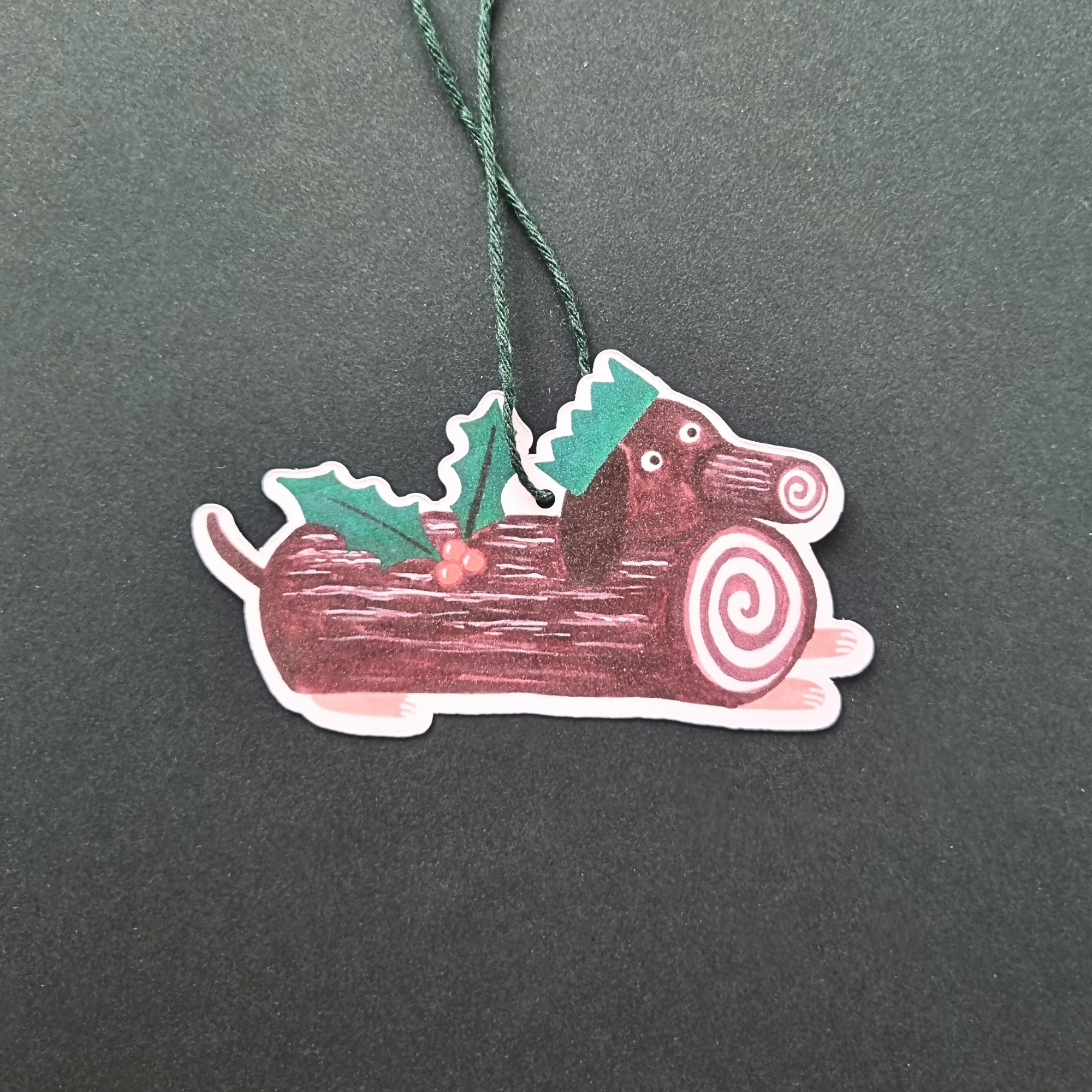 Dachshund Christmas Log Gift Tags