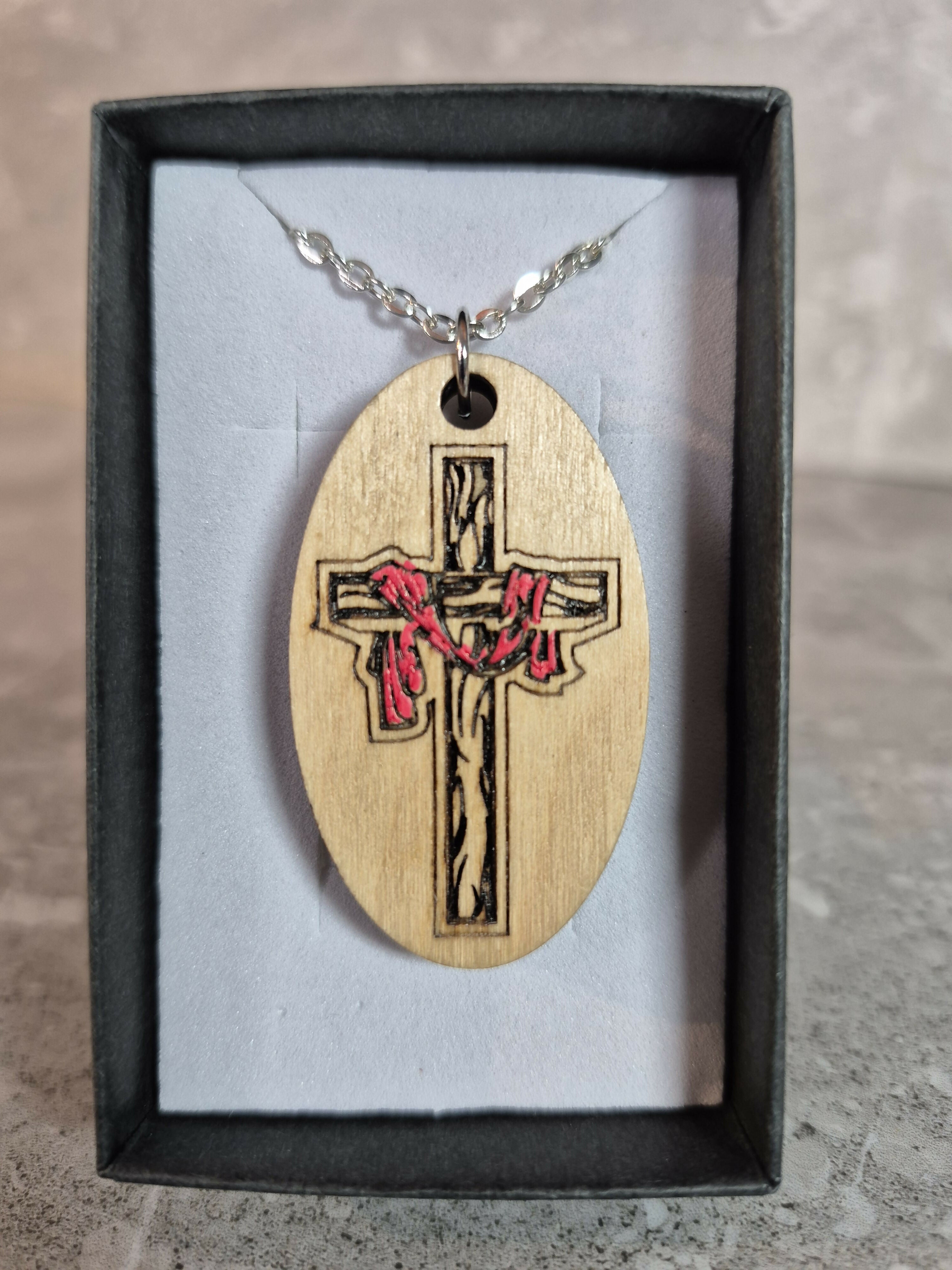 Handcrafted and Engraved Oval Cross Pendant