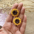 Sunflower Hoop Earrings in Yellow and Brown