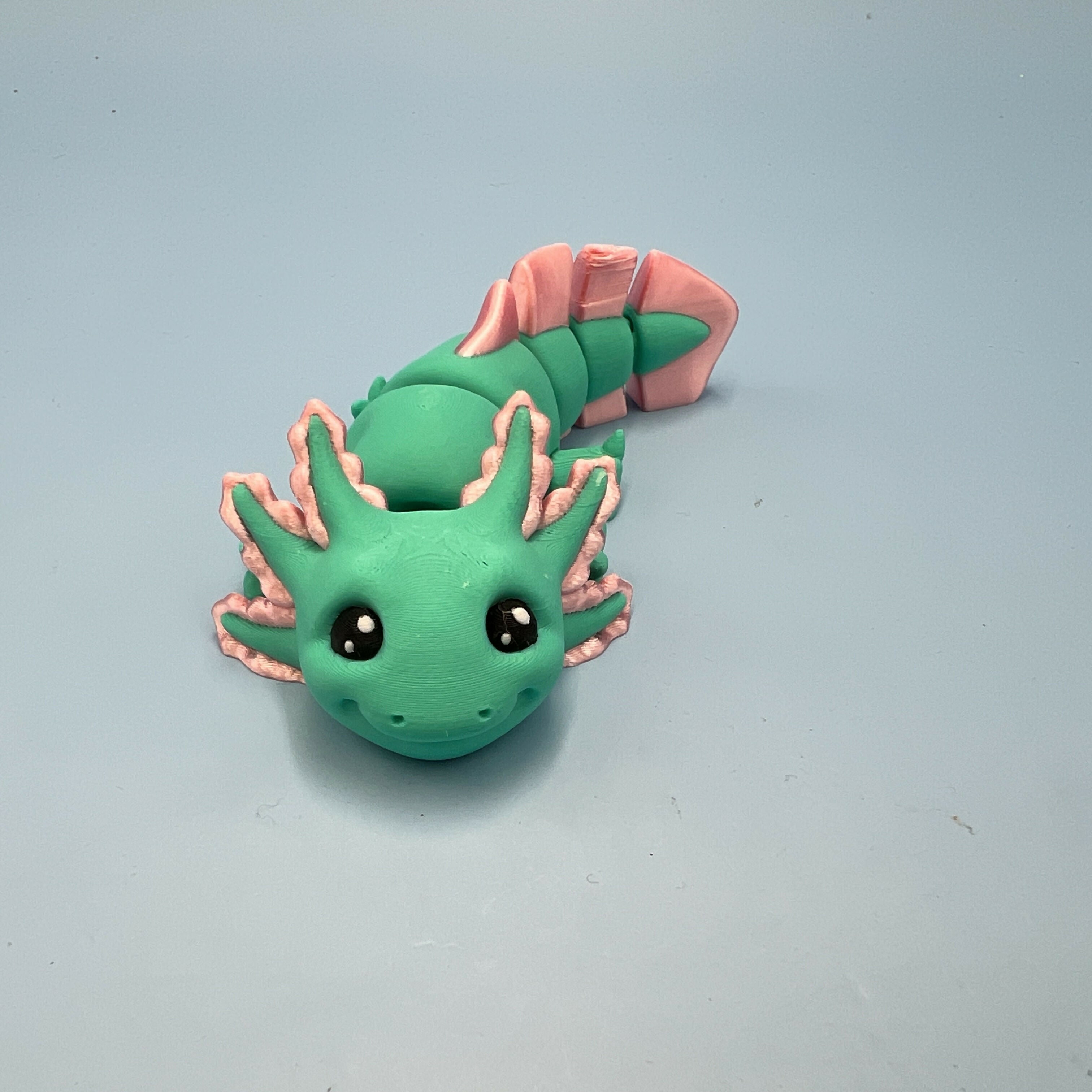 3D Printed SMALL: Articulated Sensory Fidget Animals friends Axolotl (Teal / Pink) 11cm