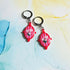 Handmade Resin Frame With Hand Painted Flowers Huggie Hoops Earrings