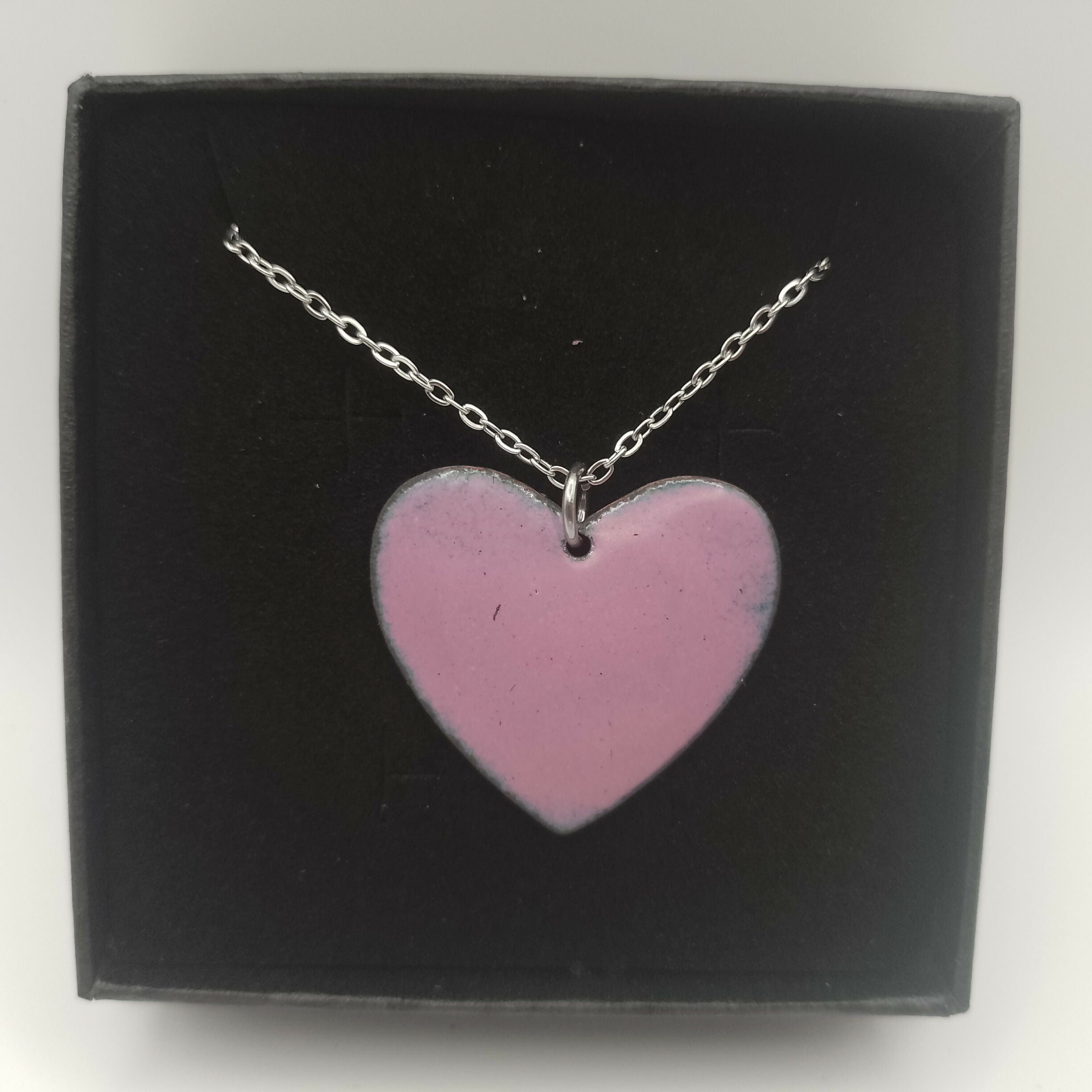 Pink Enamel Heart Pendant