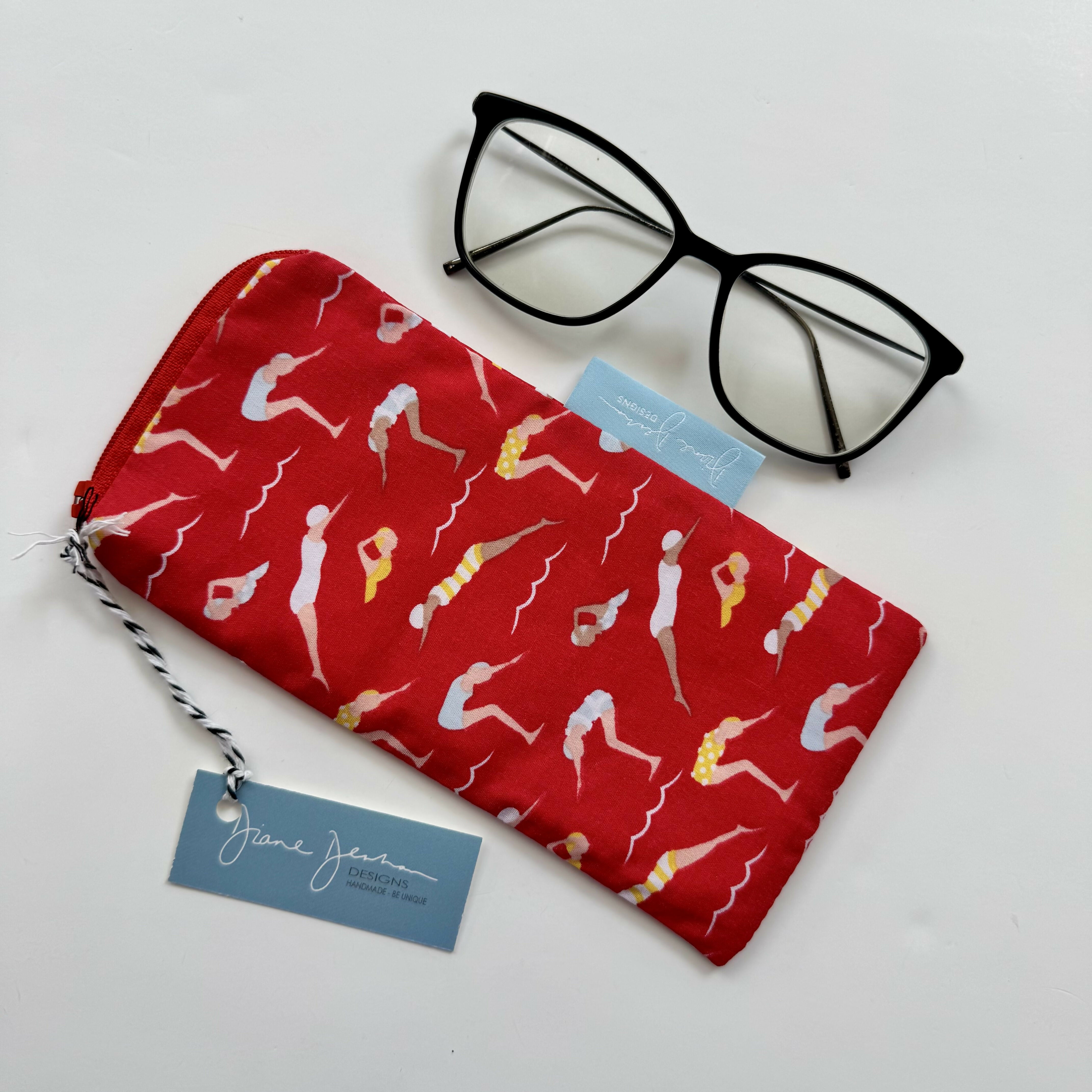 Glasses Case - Red Swimmers