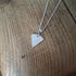 Handmade Silver Triangle Charm Necklace Leaf Texture