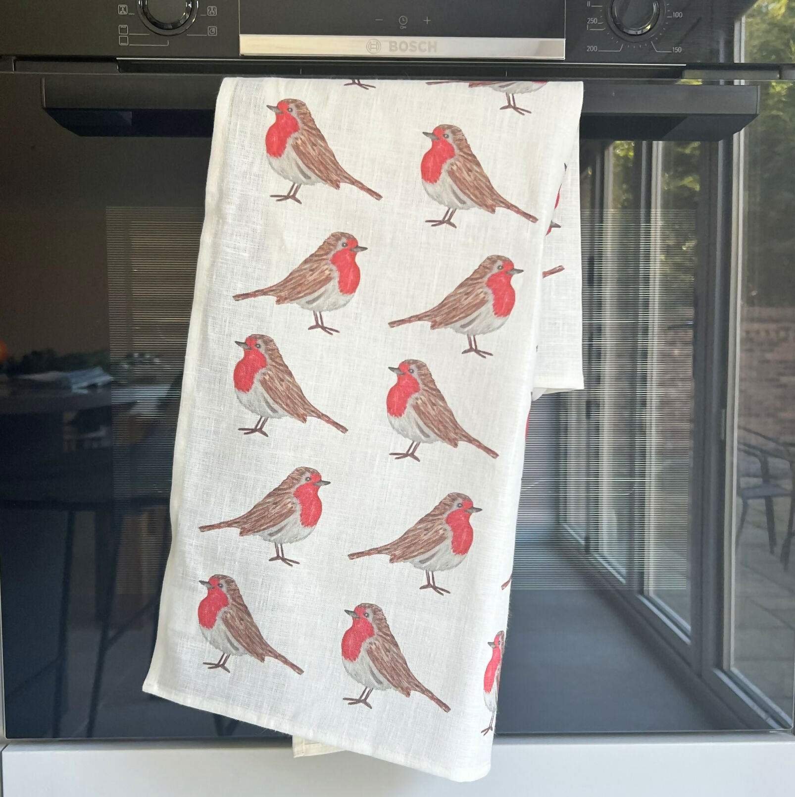 christmas robins tea towel 1