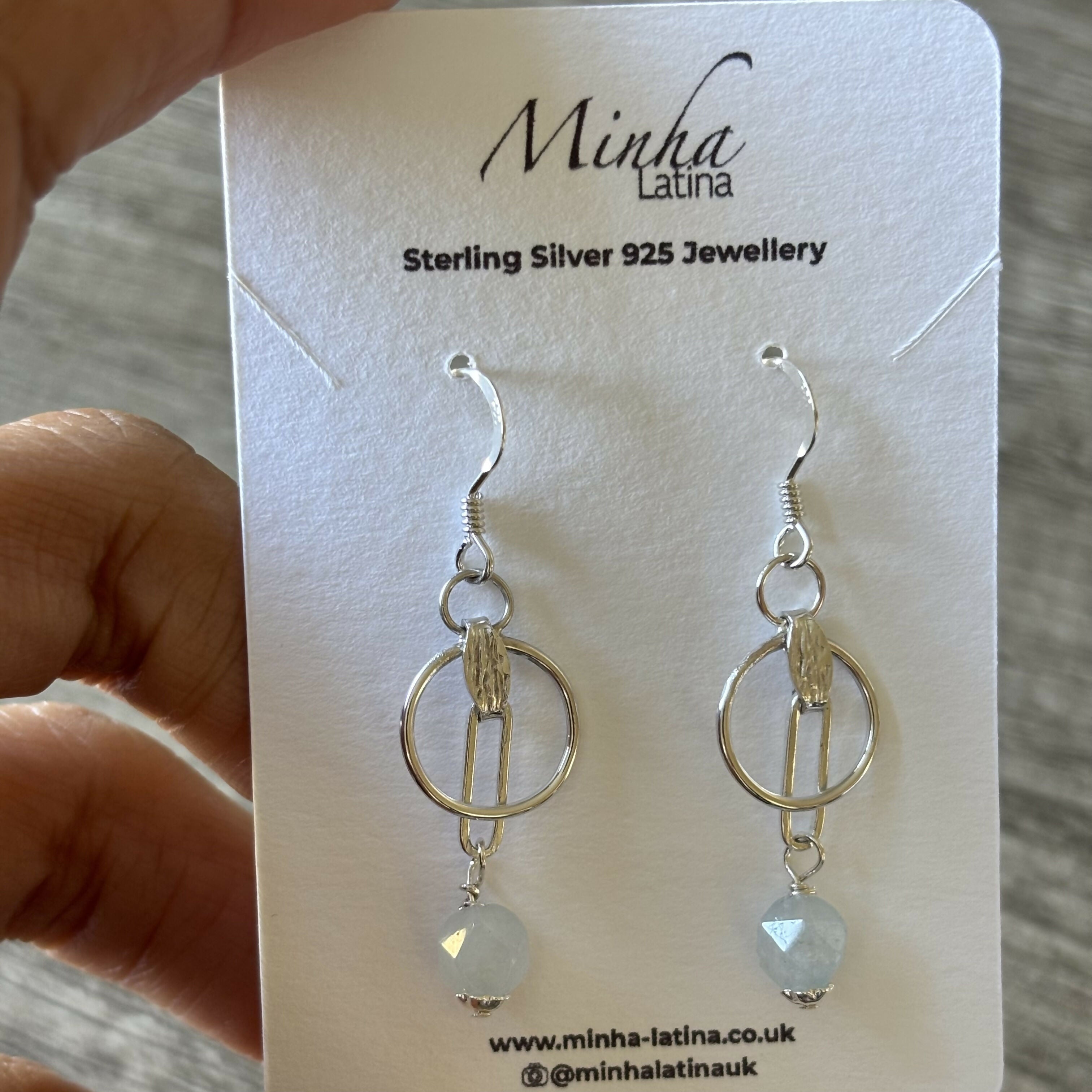 Sterling Silver Circle Aquamarine Earrings