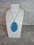 Unique Hand Crafted Double Sided Cyan and Blue Oval Pendant with Crackle Effect - Wood and Resin