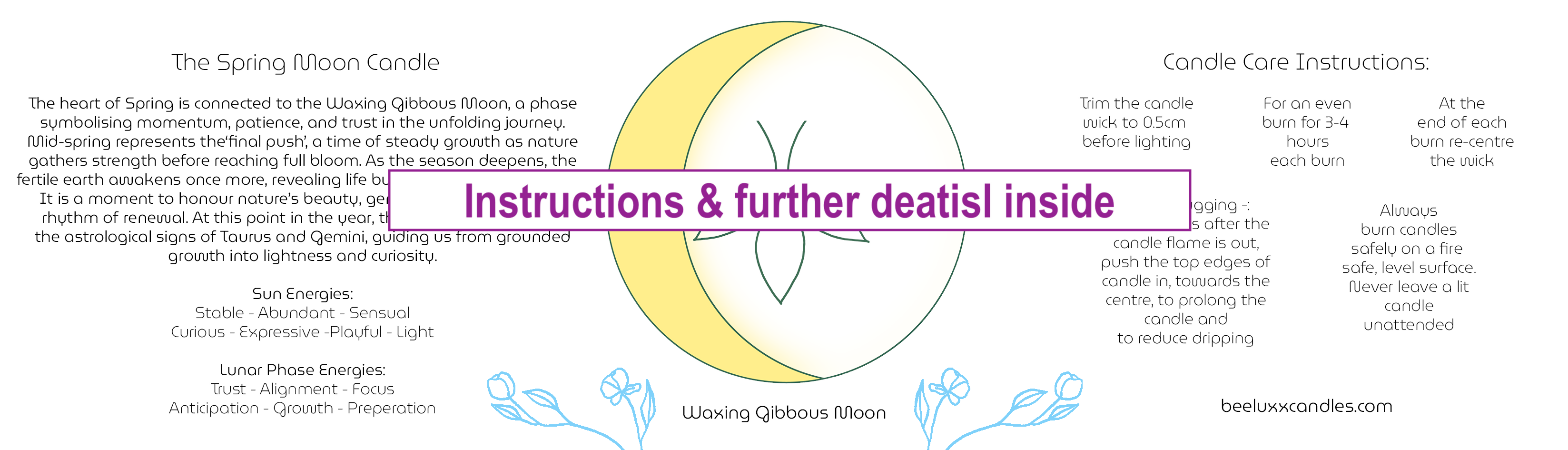 Spring Moon - 100% Natural Essential Oil & Beeswax Pillar Candle