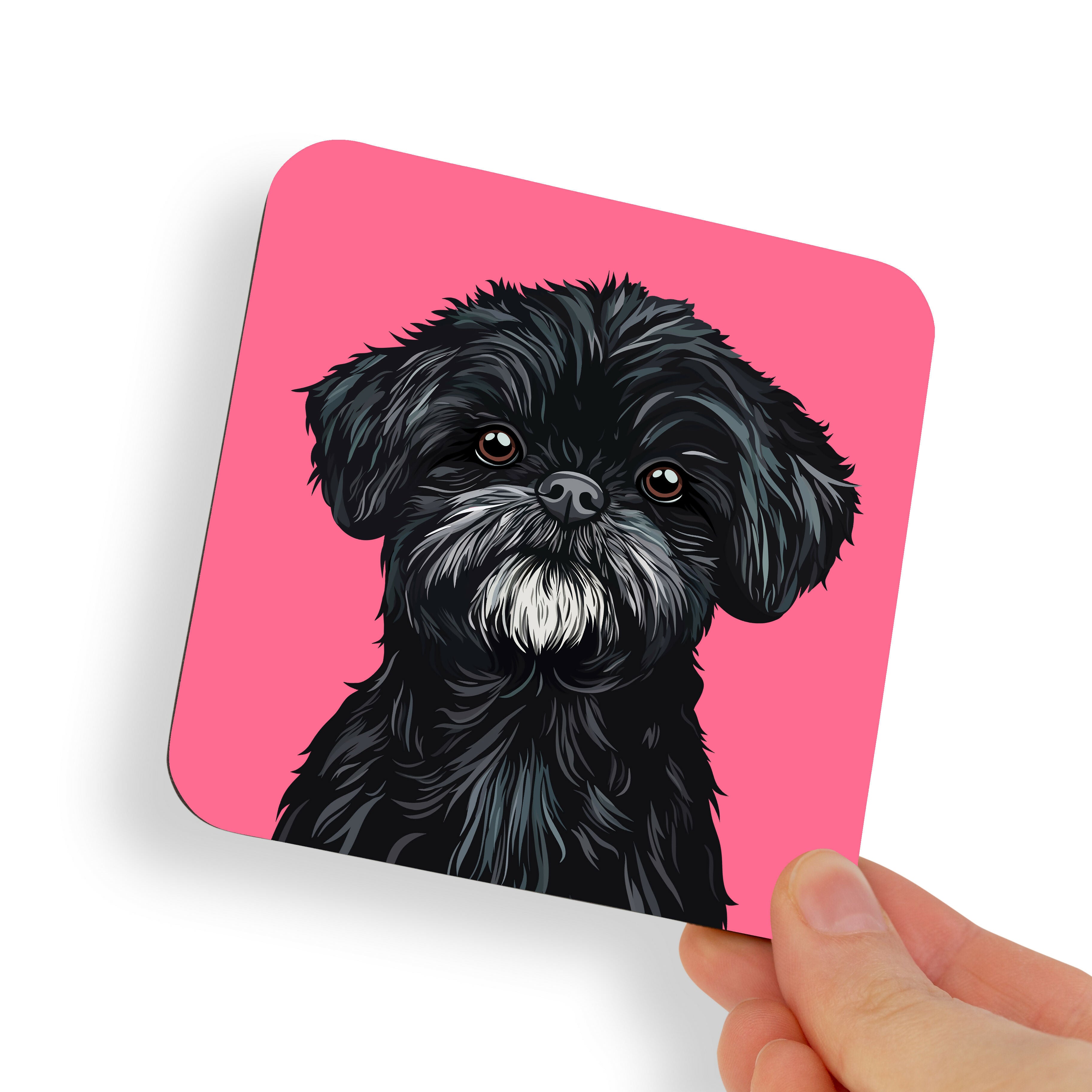 Shih Tzu Black and White Chin Dog Coaster