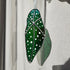 Rainbow Iridescent Green Spotted Begonia Leaf Stained Glass Suncatcher