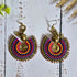Rainbow Macrame Earrings: Gold Brass Spiral Boho Statement Earrings