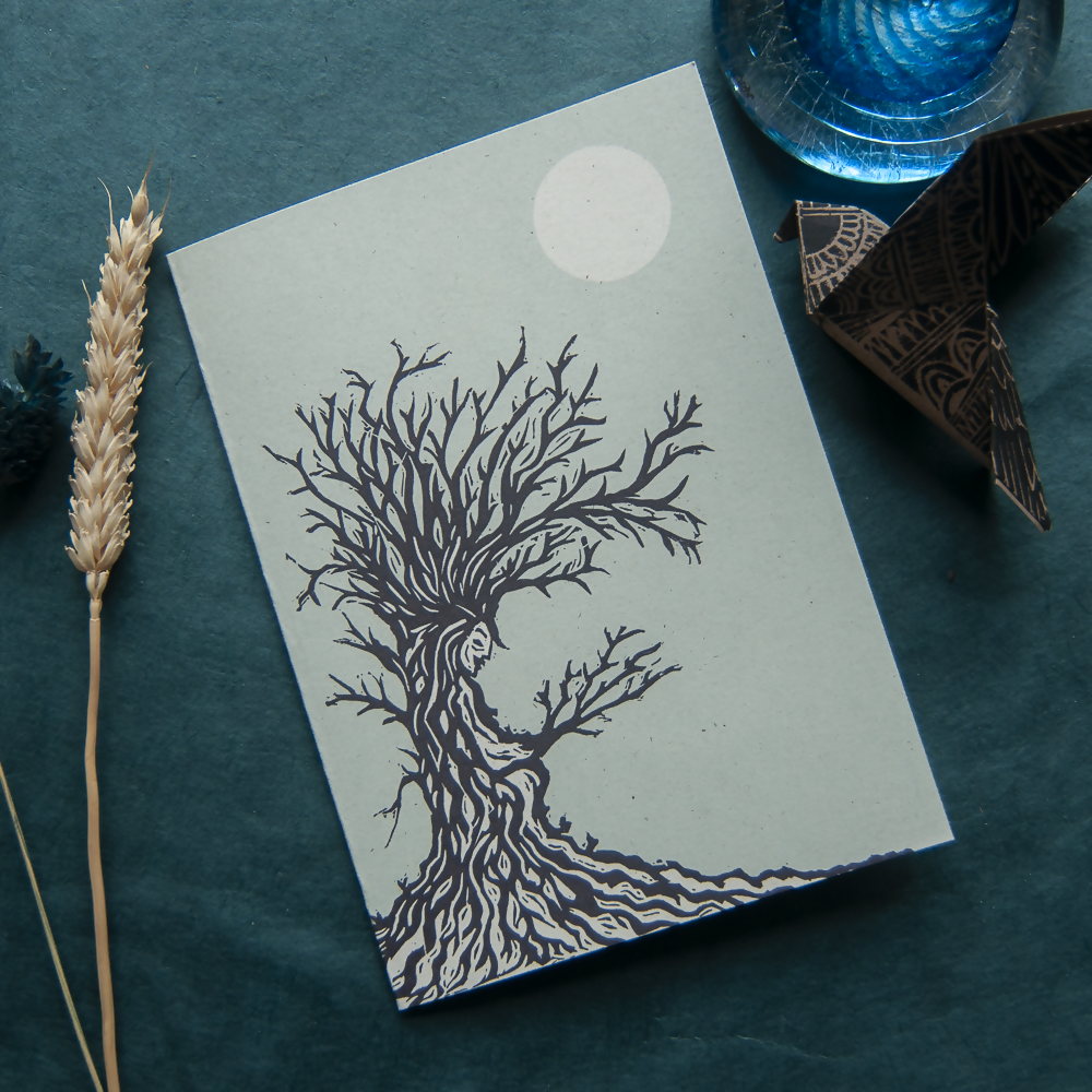 HAG TREE DRYAD LINOCUT GREETING CARD