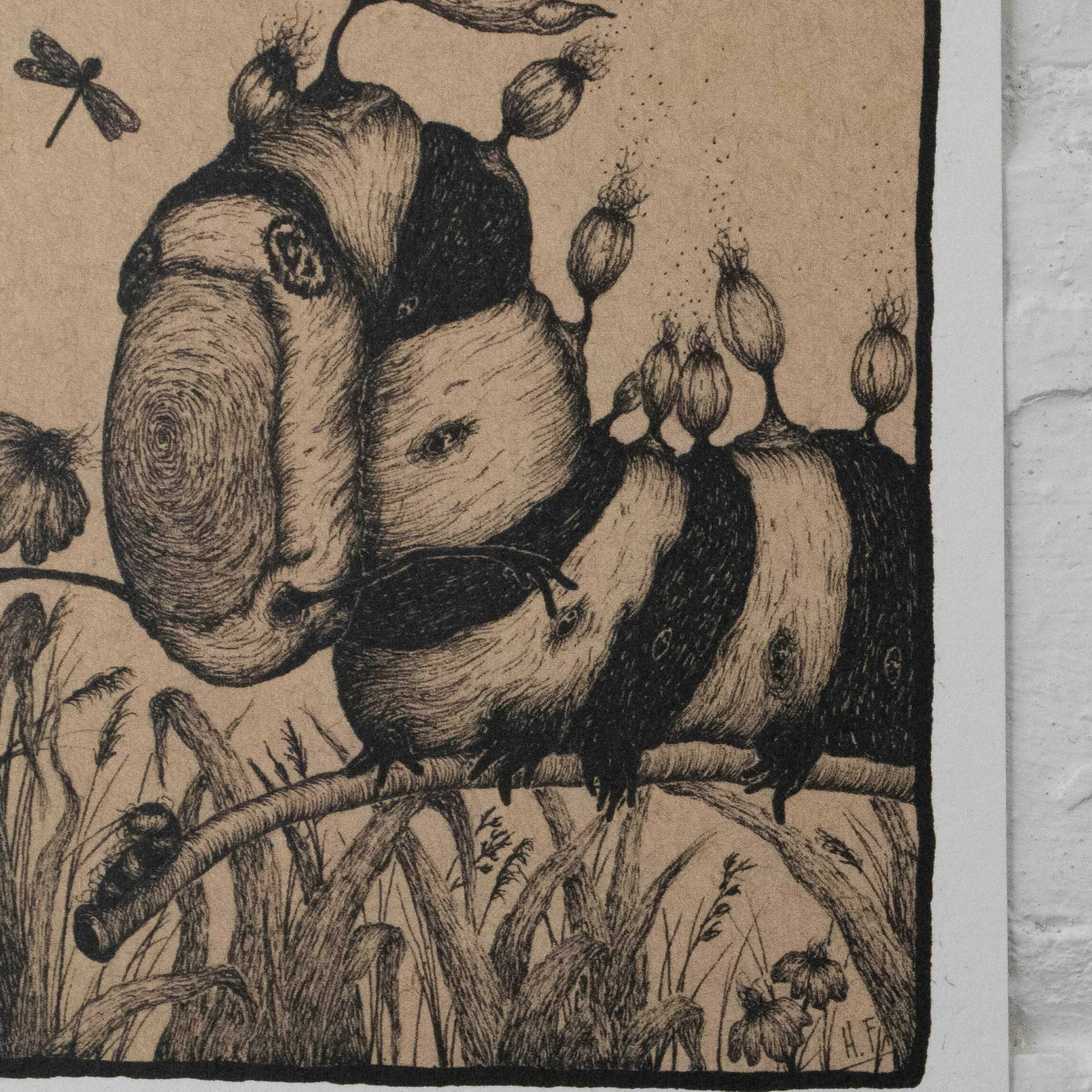 A6 Whimsical Fantasy Caterpillar Art Print