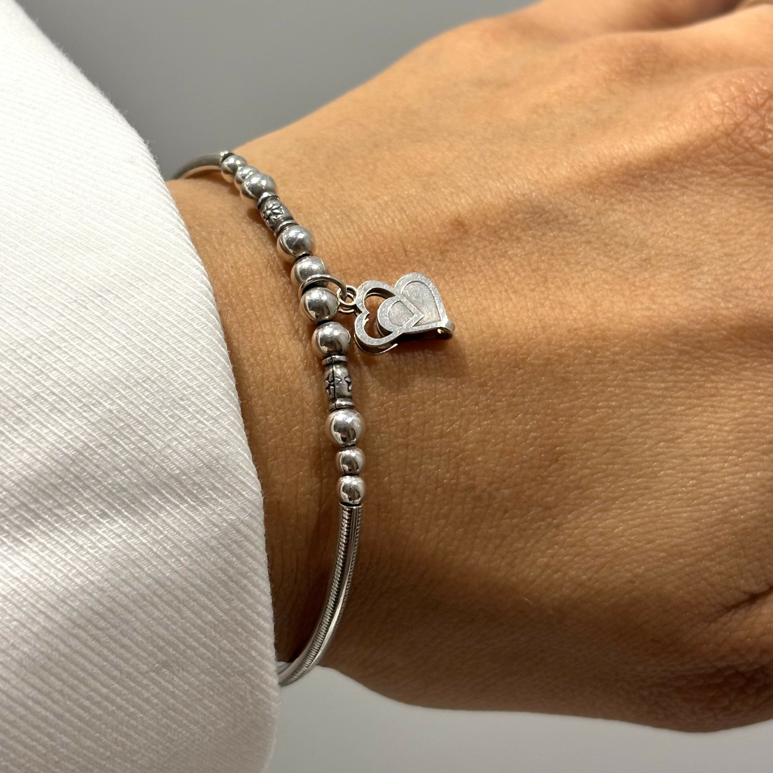 Sterling Silver Double Heart Bracelet