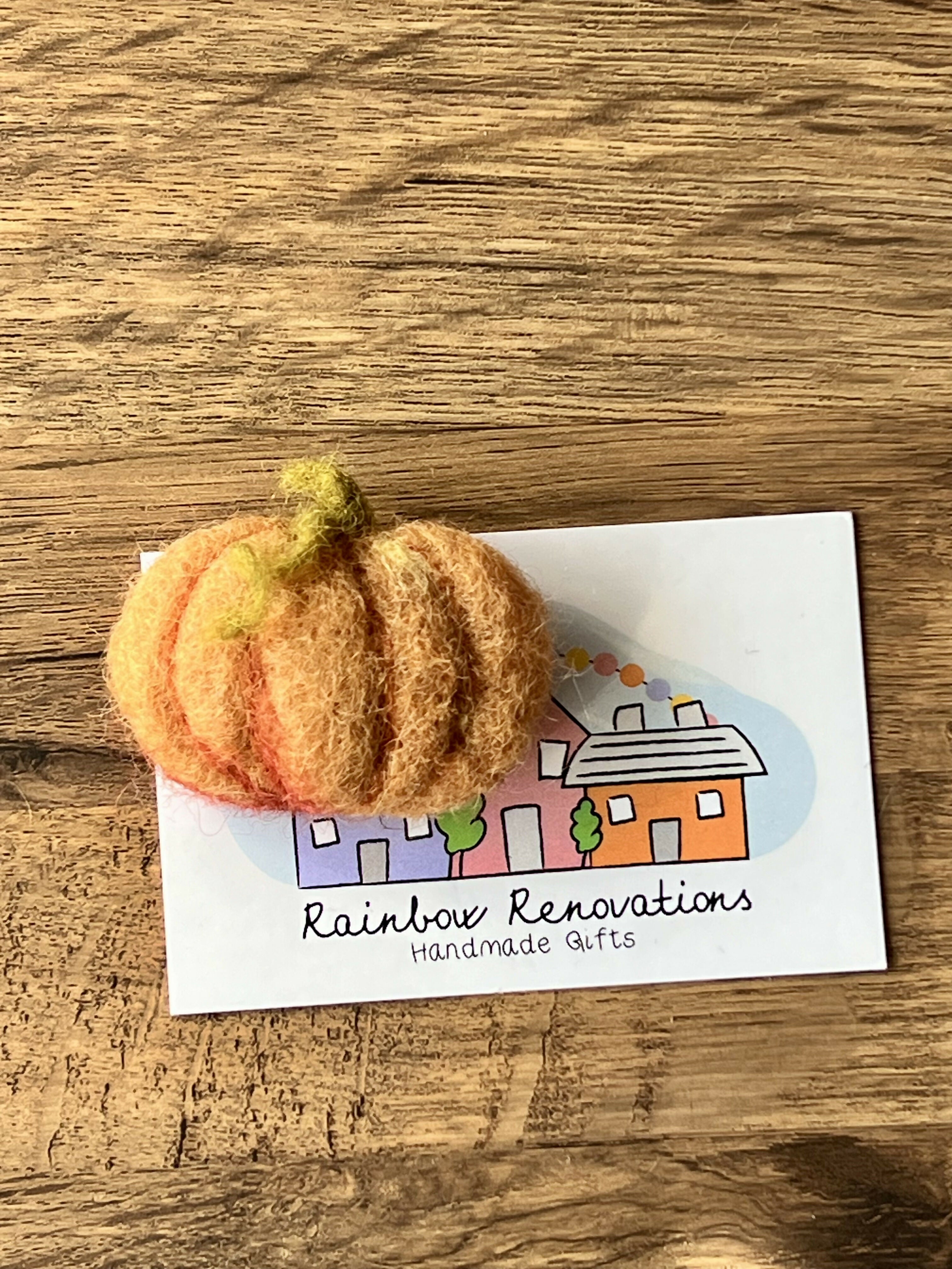 Felted Pumpkin Brooch
