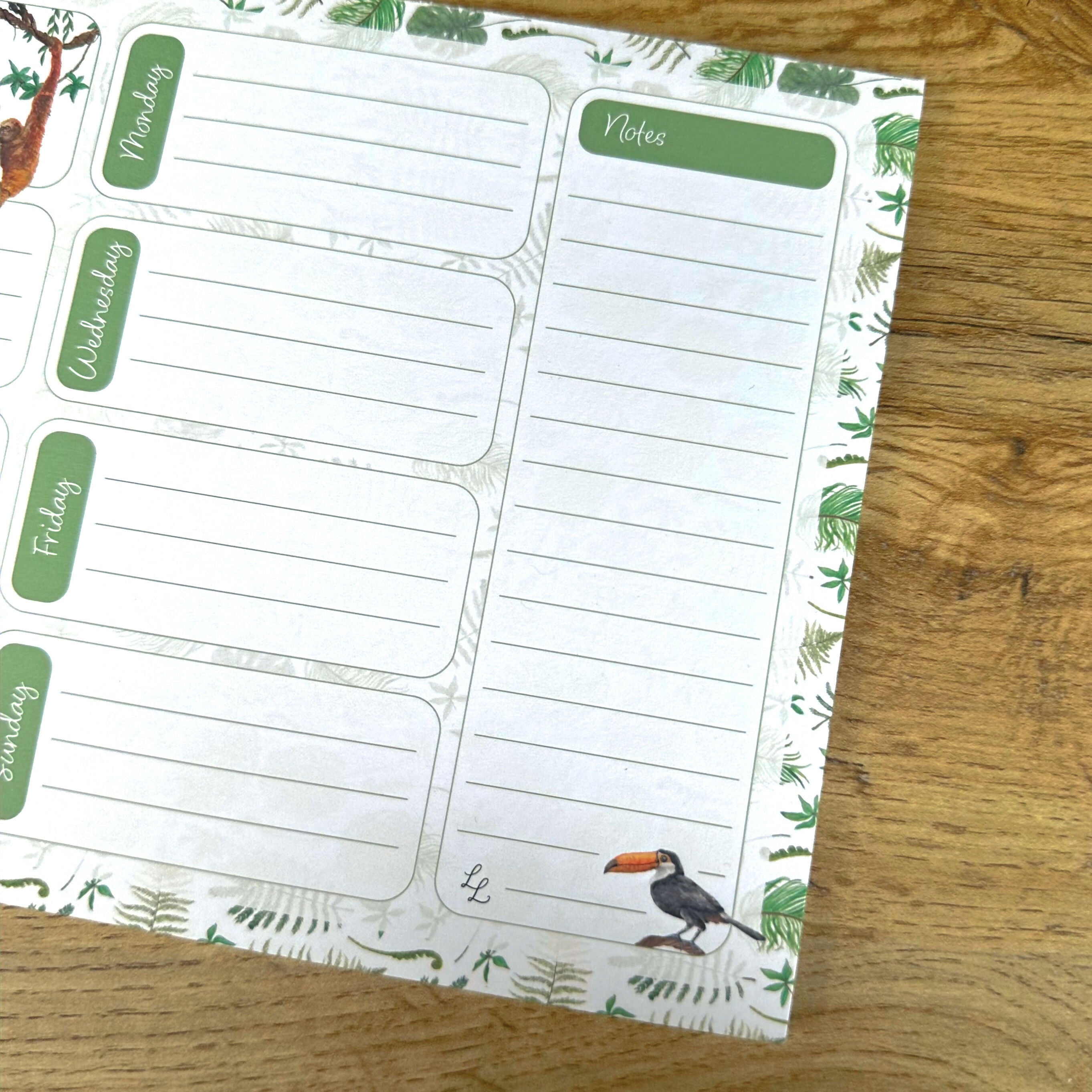 A5 50 Page Rainforest Weekly Planner Pad