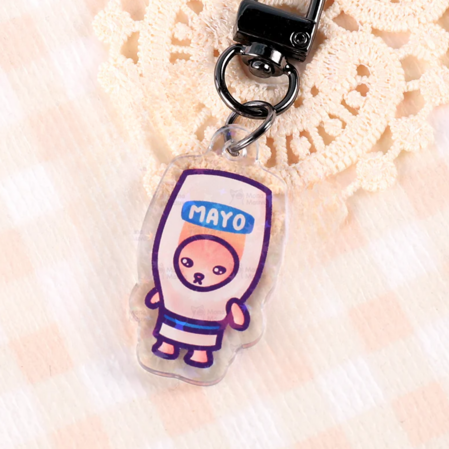Snack Cats Glitter Keychain | Food Cat Acrylic Charm | Sparkly Bag Charm