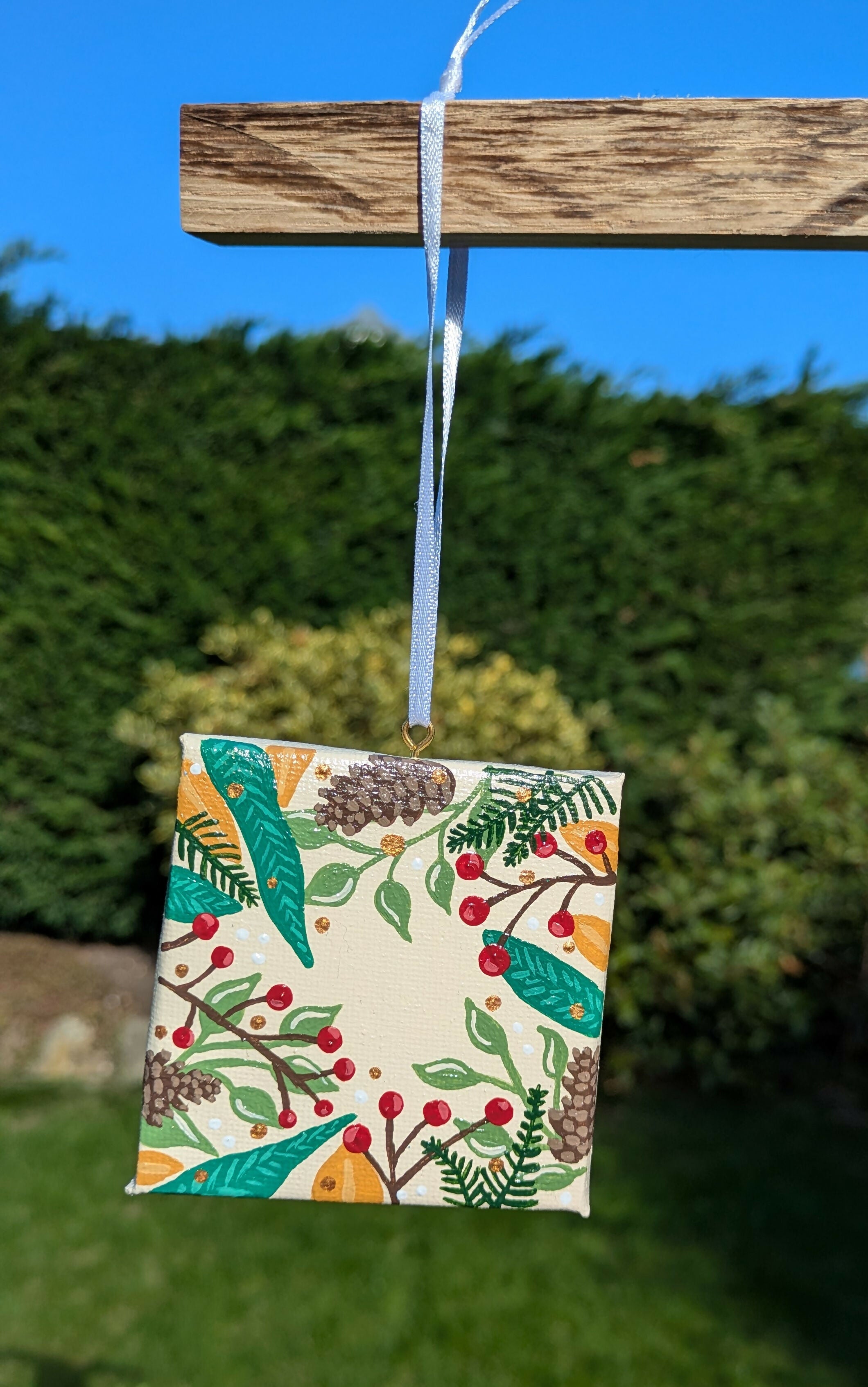 Mini Canvas Foliage Christmas Decoration