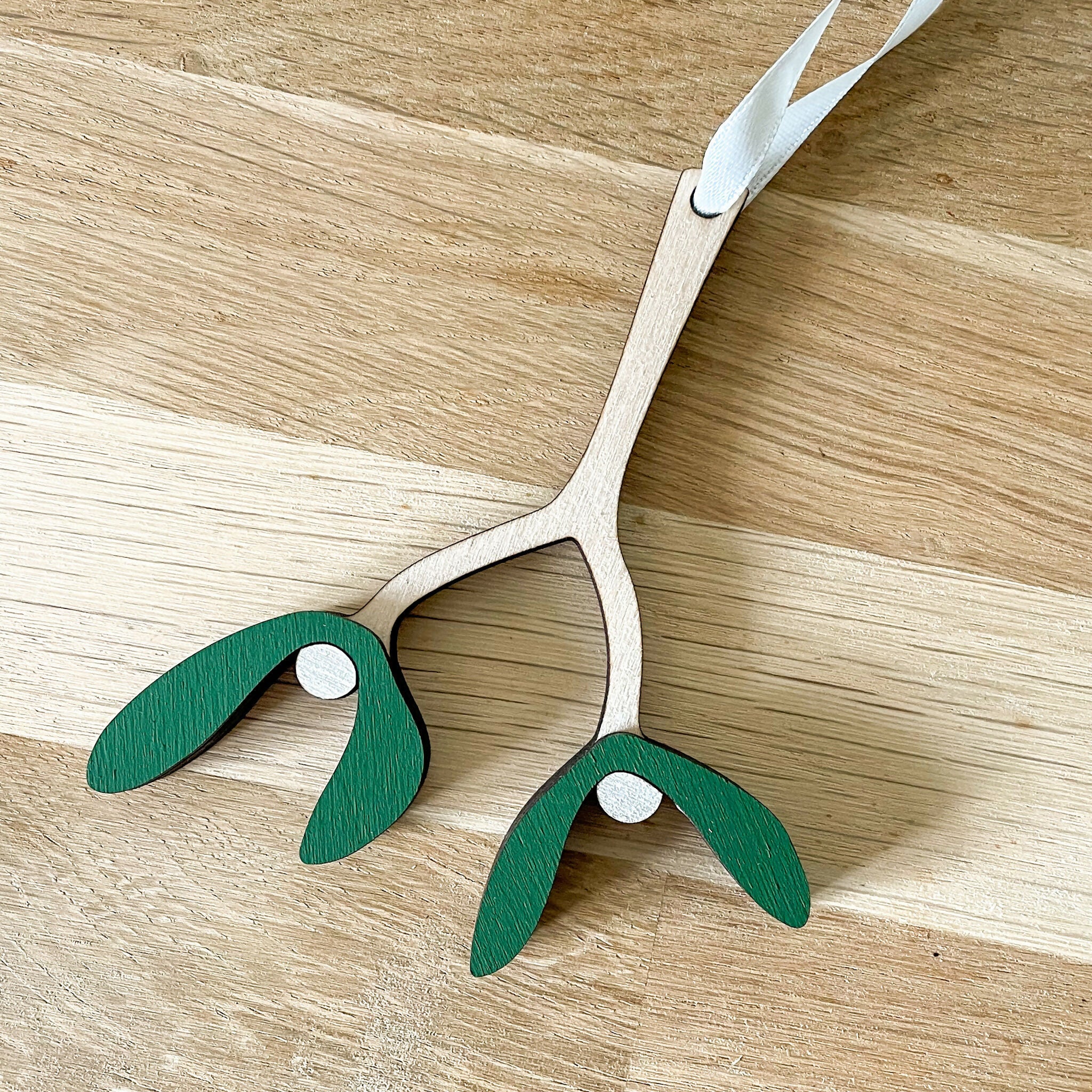 Painted Wooden Mistletoe Hanging Decorations