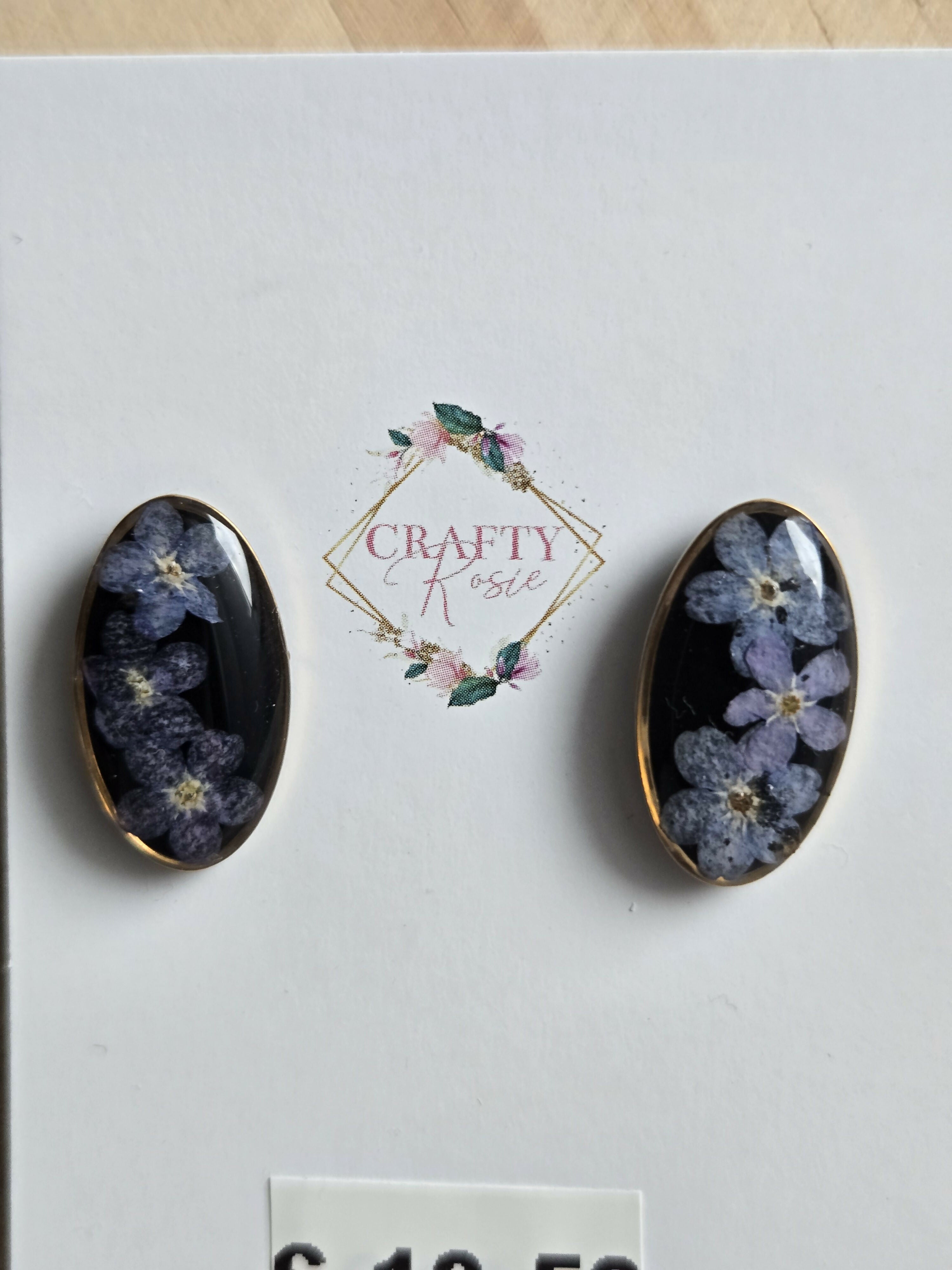 Stainless Steel Real Forget Me Not Stud Earrings