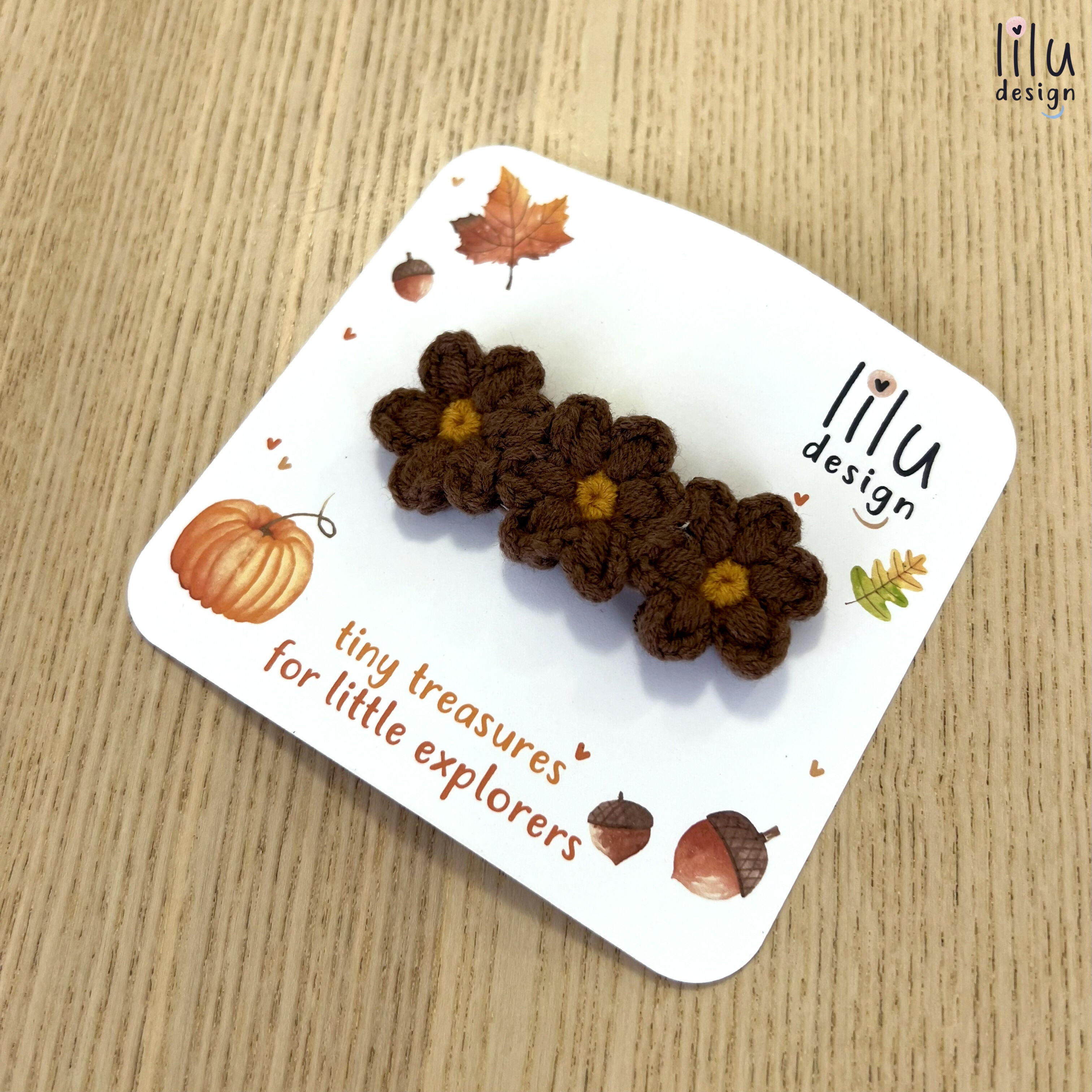 Crochet Hair Clip - Three Daisies