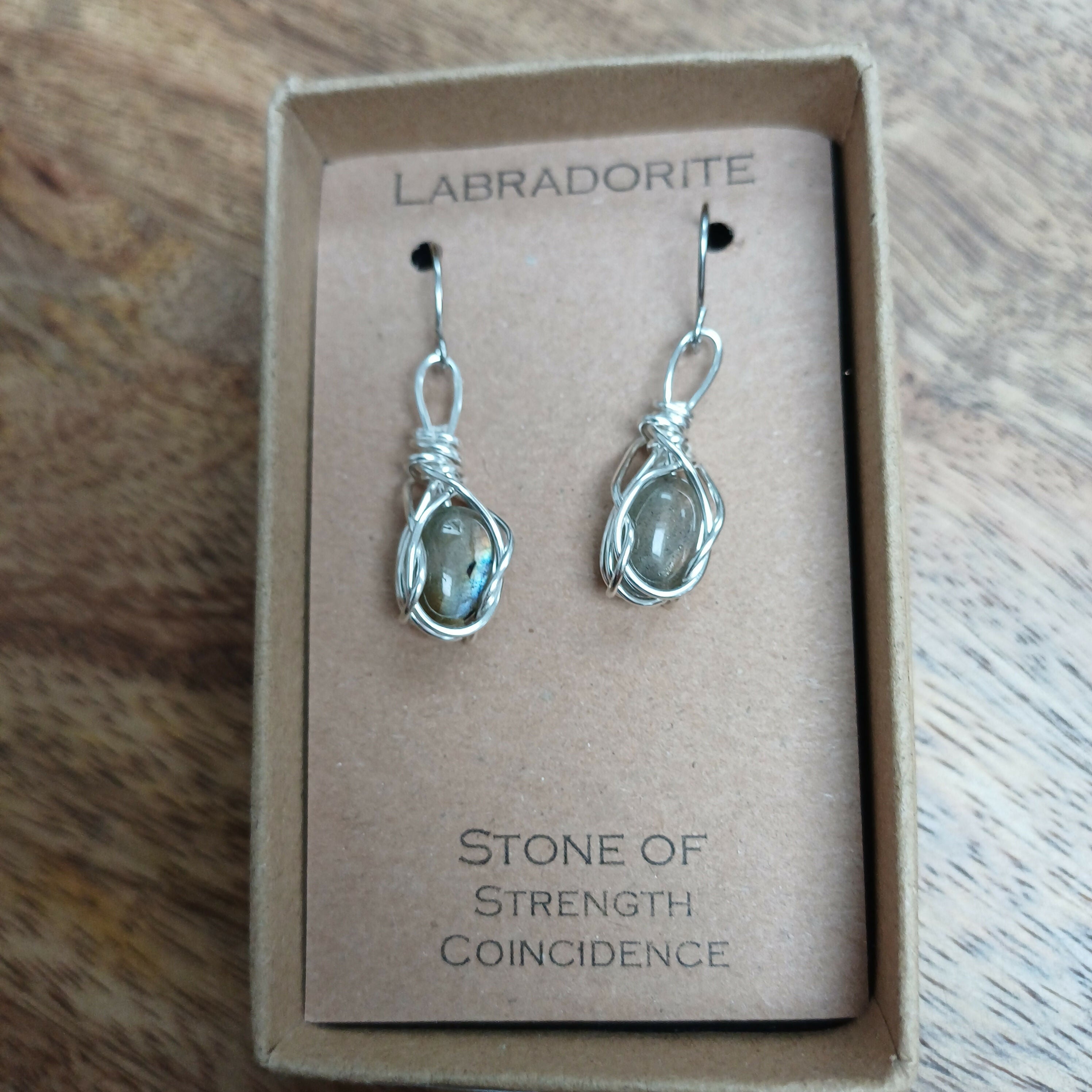 Labradorite Wire Wrapped Earrings