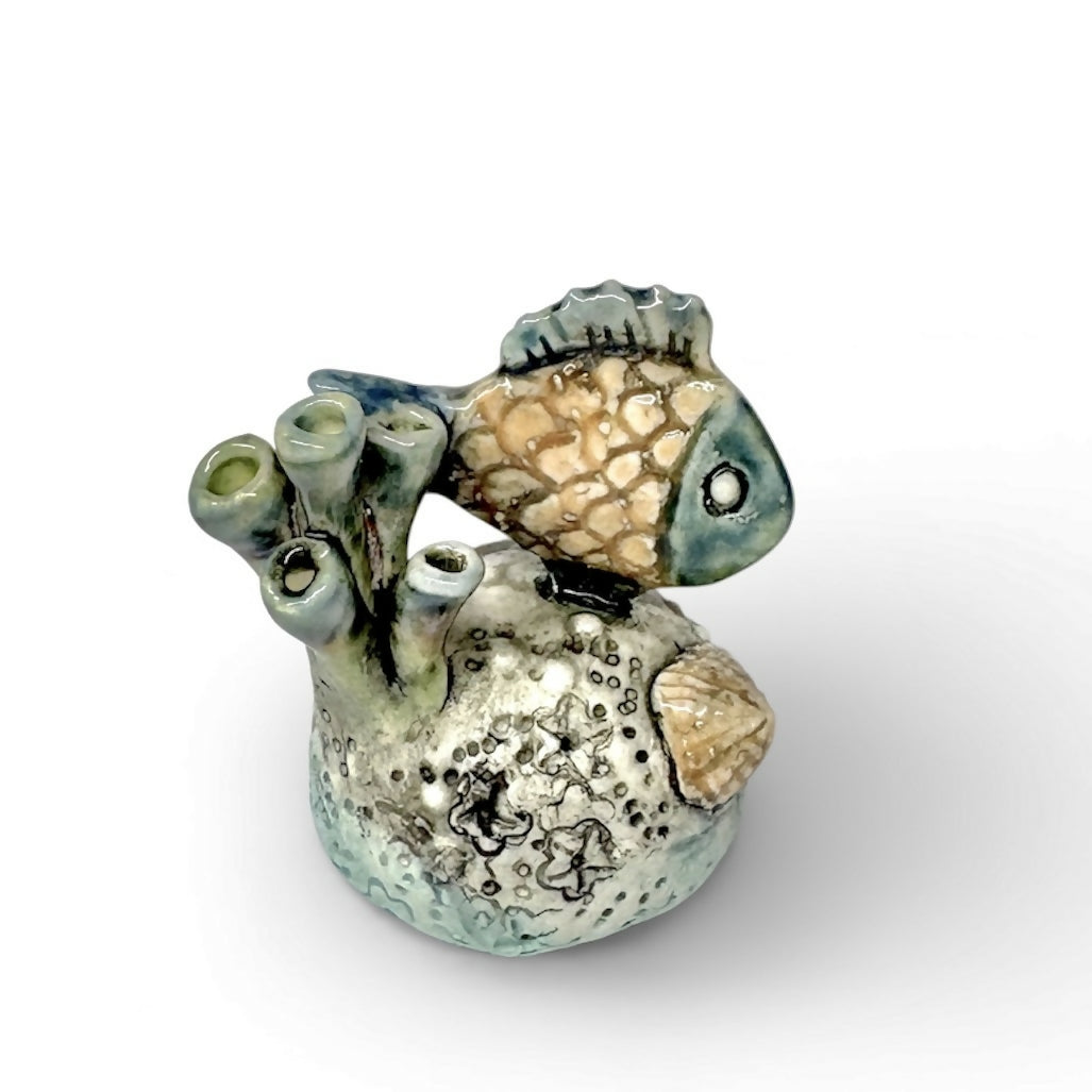 Handmade Porcelain Fish with Coral