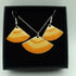 Yellow and Tangerine Orange Fan Enamel Earring and Pendant Set