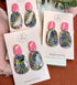 Funky Pattern Collection - Pink Dangle Polymer Clay Earrings