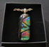 Fused Dichroic Glass Rectangular Pendant with a 925 Silver Chain Necklace (Rainbow and Black)