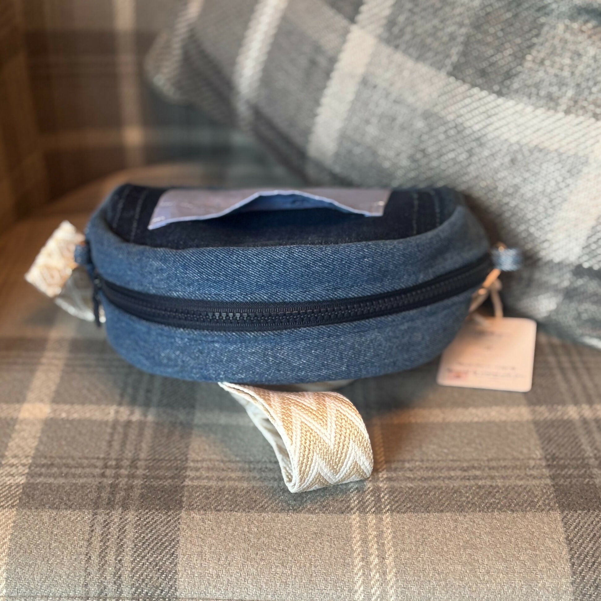 Unique Bag Round Handbag Made From Upcycled Jeans And fabric