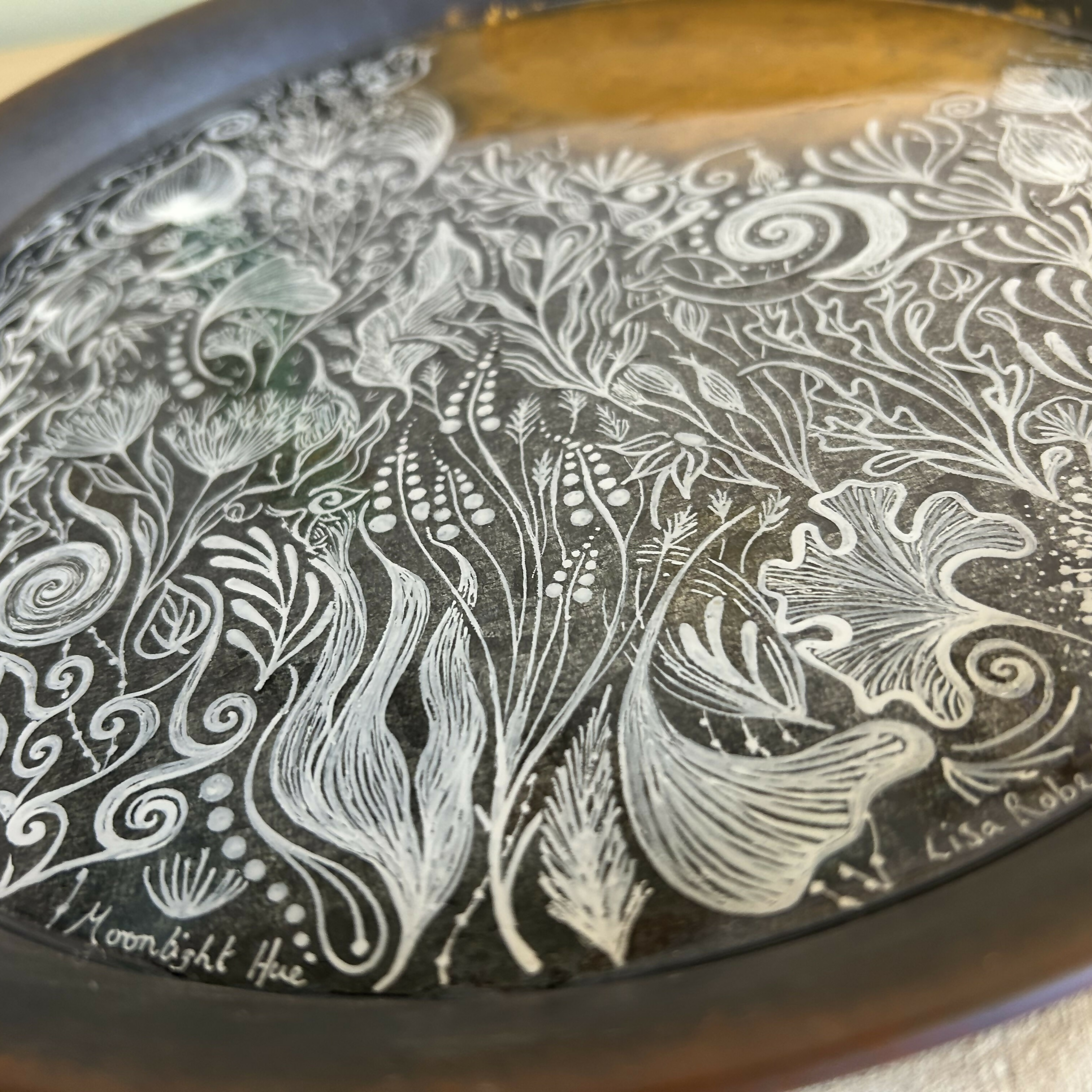 MOONLIGHT HUE Hand Painted Metal Tray
