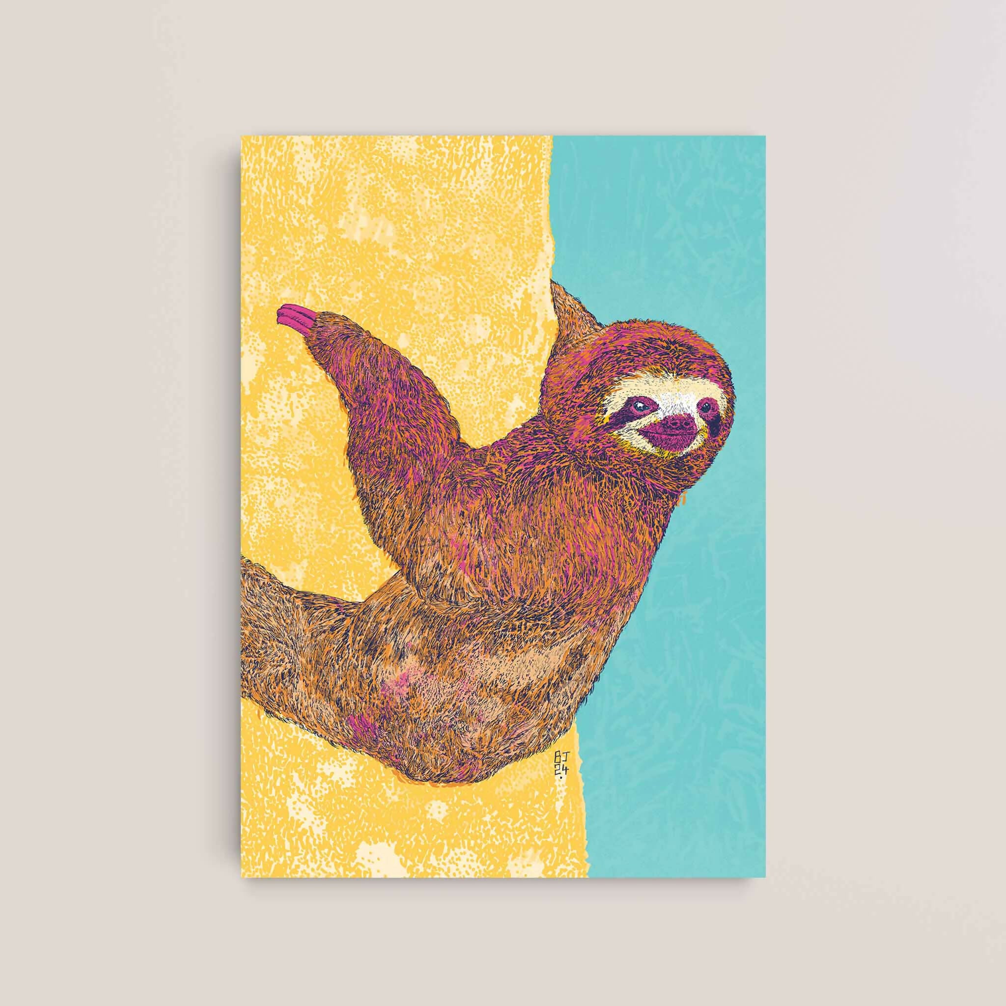Happy Sloth – Exotic Animal Art Print