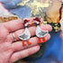 Handmade Autumn Geese With Wellies And Bows Dangle Resin Earrings