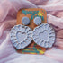 Lilac Scalloped Heart Polymer Clay Earrings