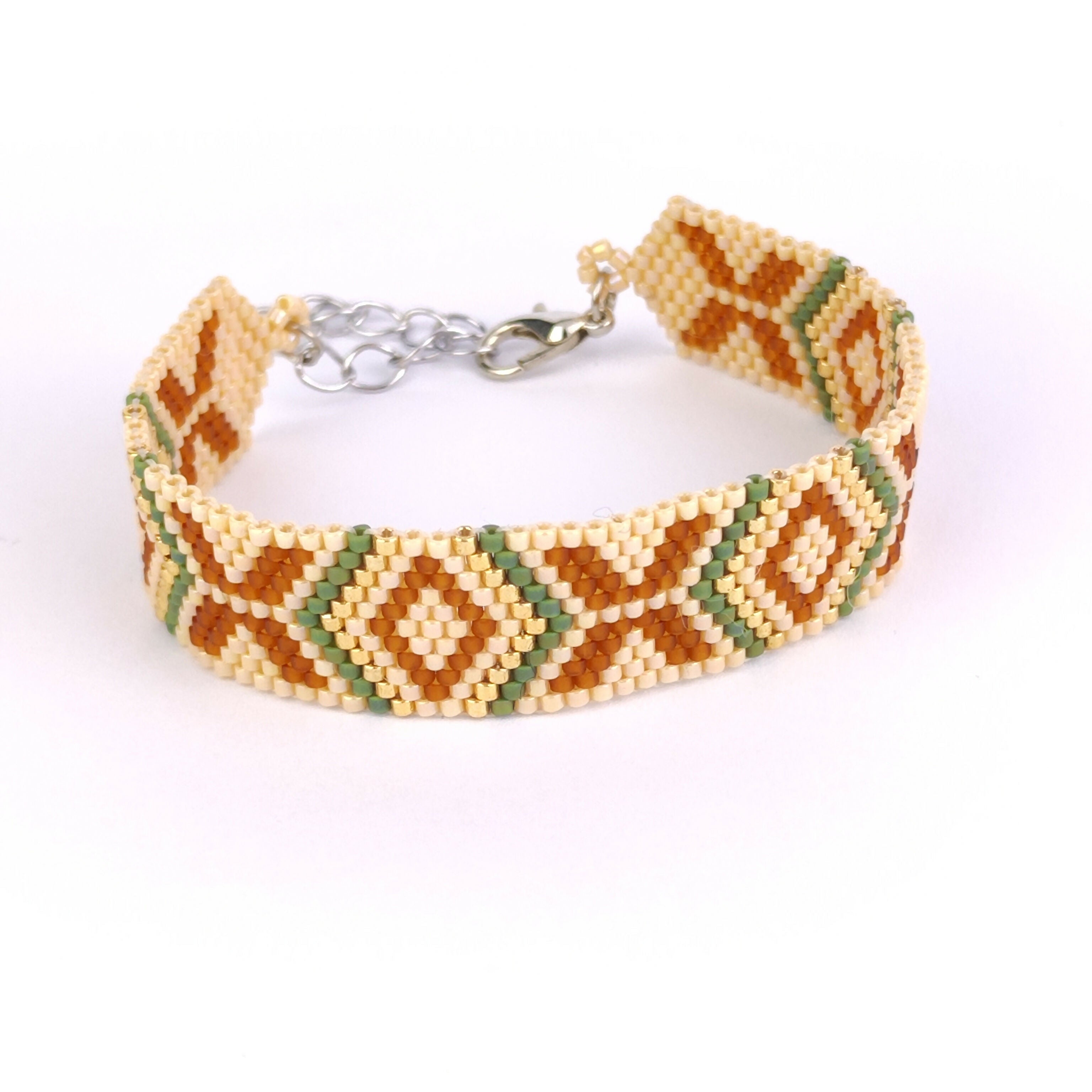 Handwoven Beaded Bracelet - Traditional Kilim Motifs