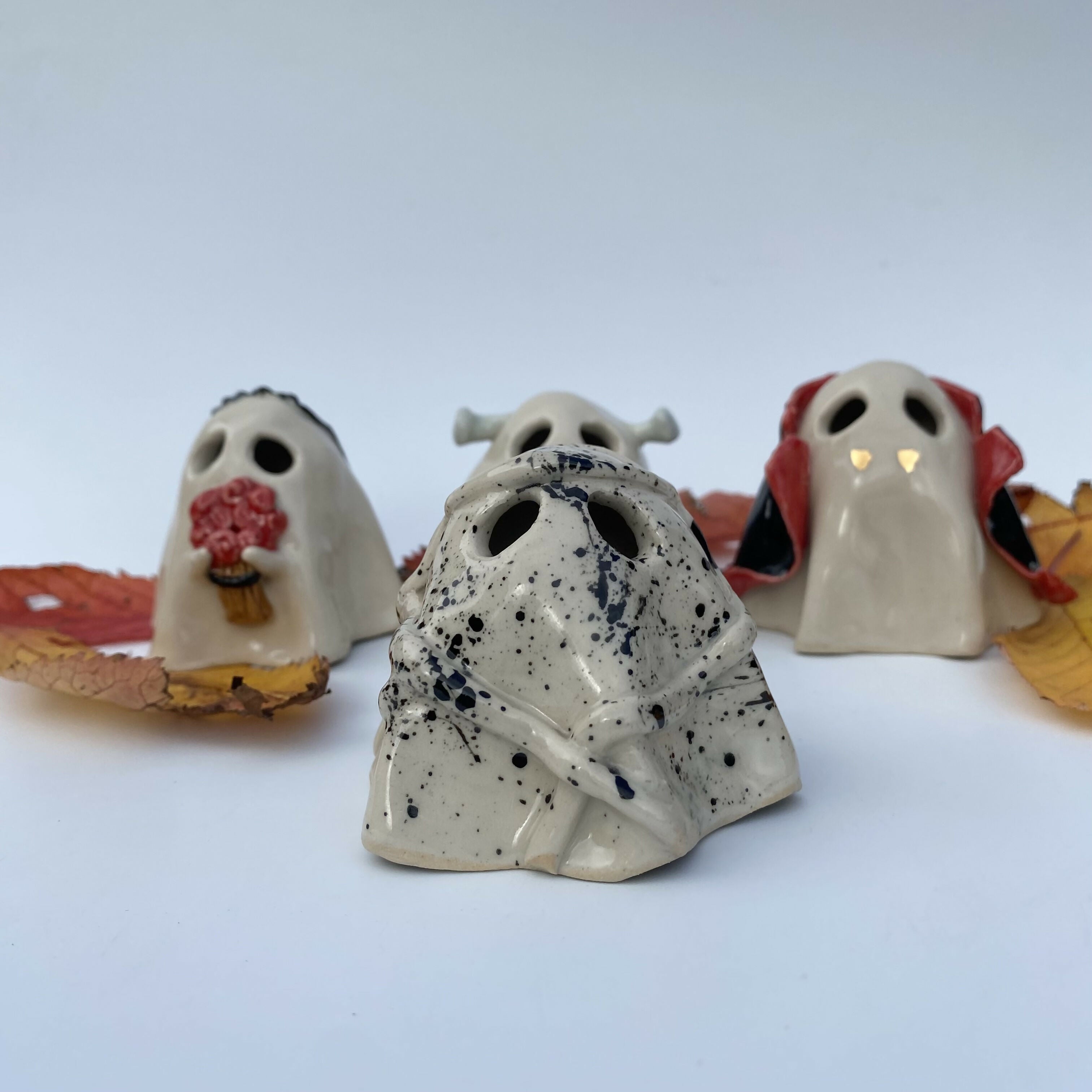 Handmade Ceramic Ghost Ornament Halloween Mystery Box