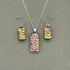Pink & Orange Raindrop Dichroic Glass Necklace and Earrings Set - Sterling Silver, Handmade by Jade Tapson Glass
