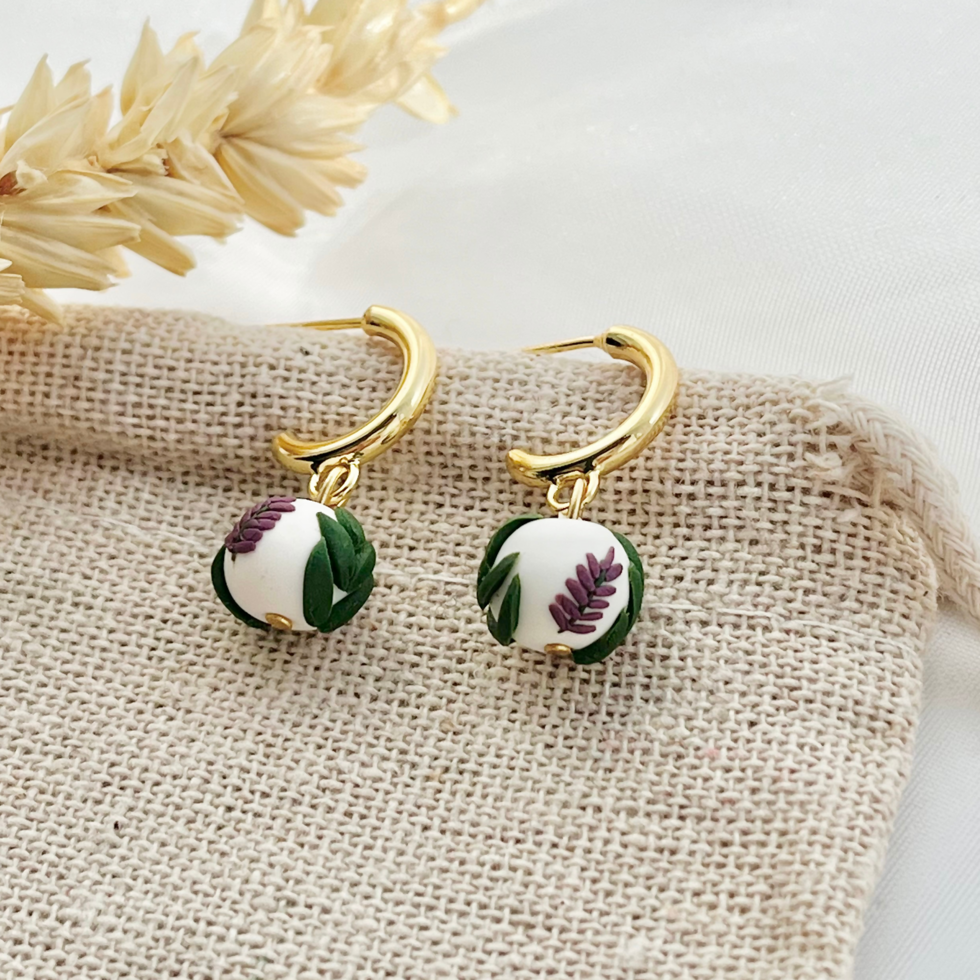 Lavender No. 1 - Handmade Polymer Clay Earrings