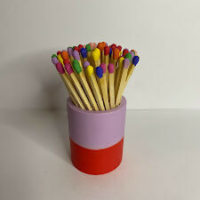 Jesmonite Match Holder Pot With Colourful Matches