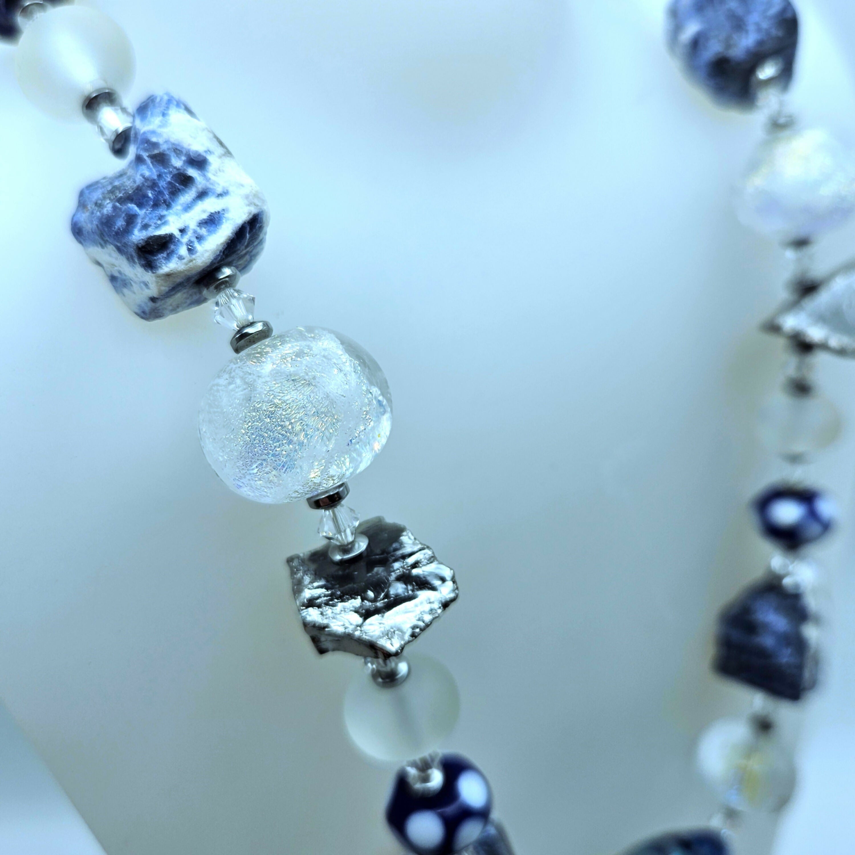 DENIM BLUE GLASS BEAD NECKLACE