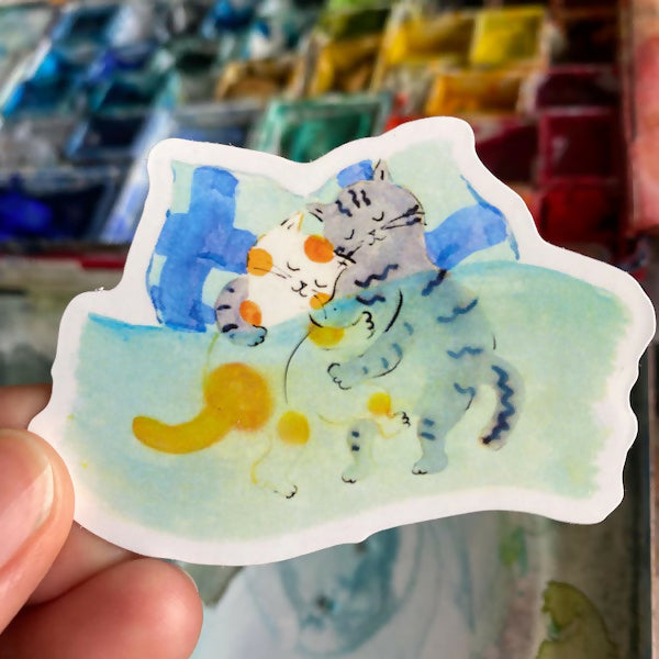 Waterproof Sticker Cat Sleeping Together